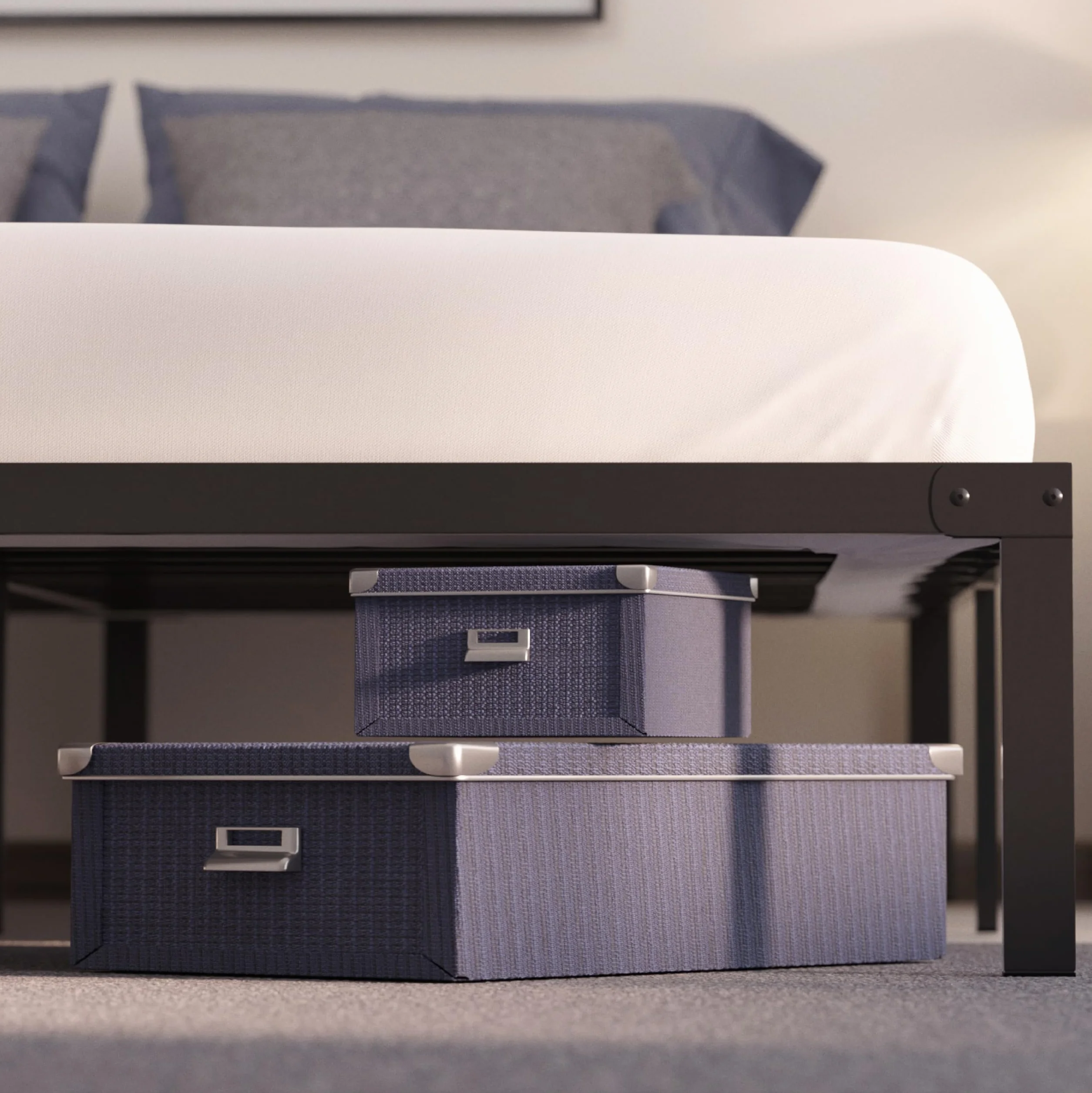 Dreamzie Cama de Metal 120x200 con Somier de Metal - Somier 120x200 con Patas - Altura de 45cm - Estructura Resistente, Montaje Sencillo, Gran Espacio de Almacenamiento