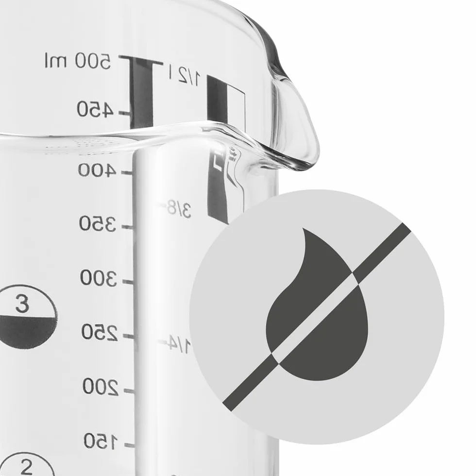 Vaso medidor WMF Gourmet 0,5L cristal borosilicatado resistente al calor escala litros mililitros tazas gramos