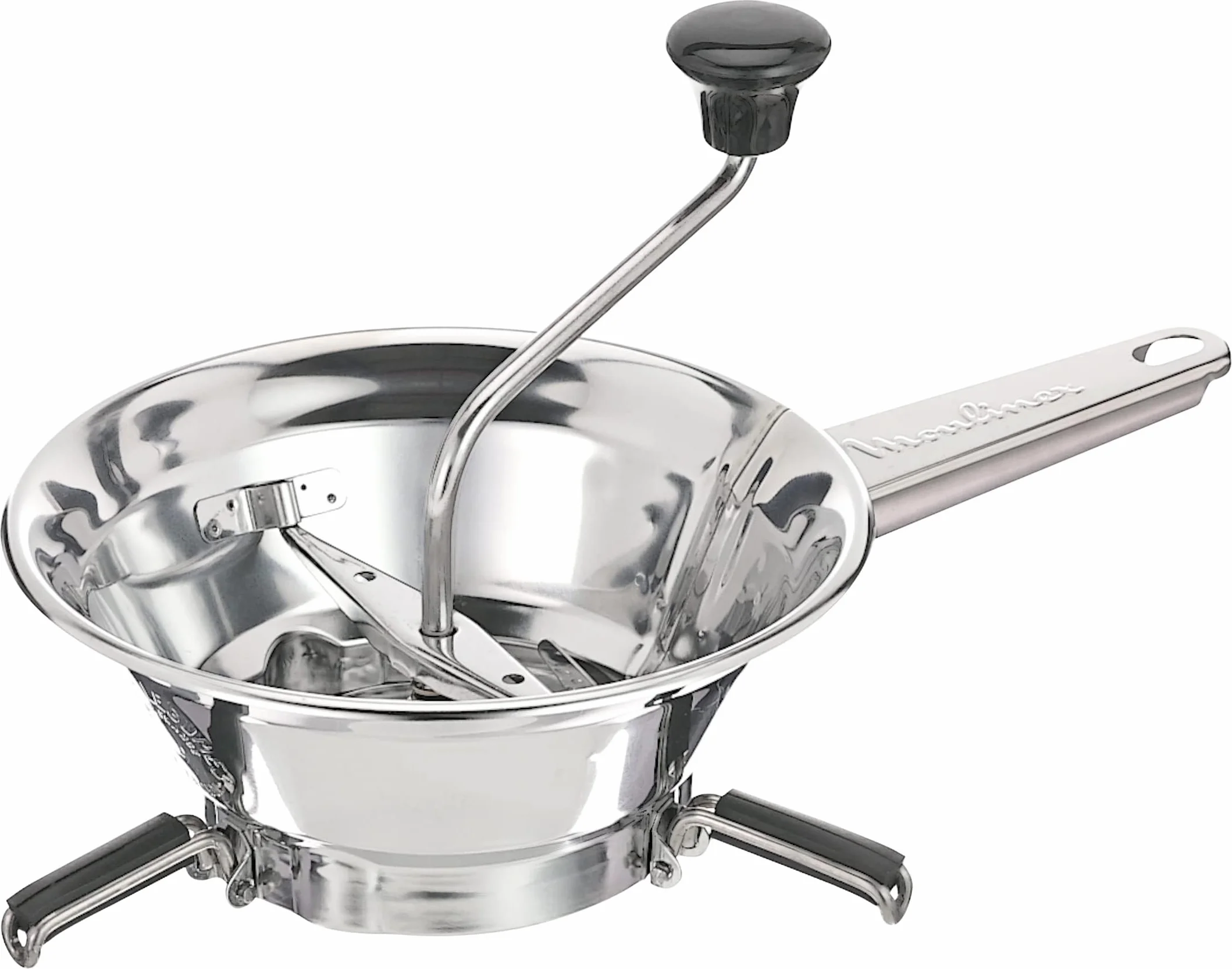 Moulinex Classic - Molinillo de verduras manual, incluye dos parrillas, acero inoxidable, tamaño pequeño, apto para lavavajillas, fácil de usar para purés, sopas y compotas, A40106