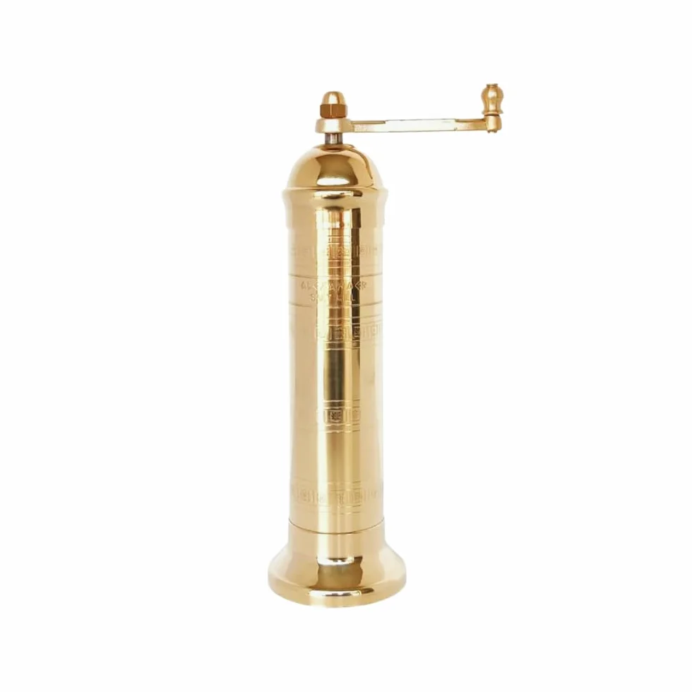 Alexander Home Molinillo de sal griego original, latón de 20,3 cm, molinillo de sal manual europeo recargable