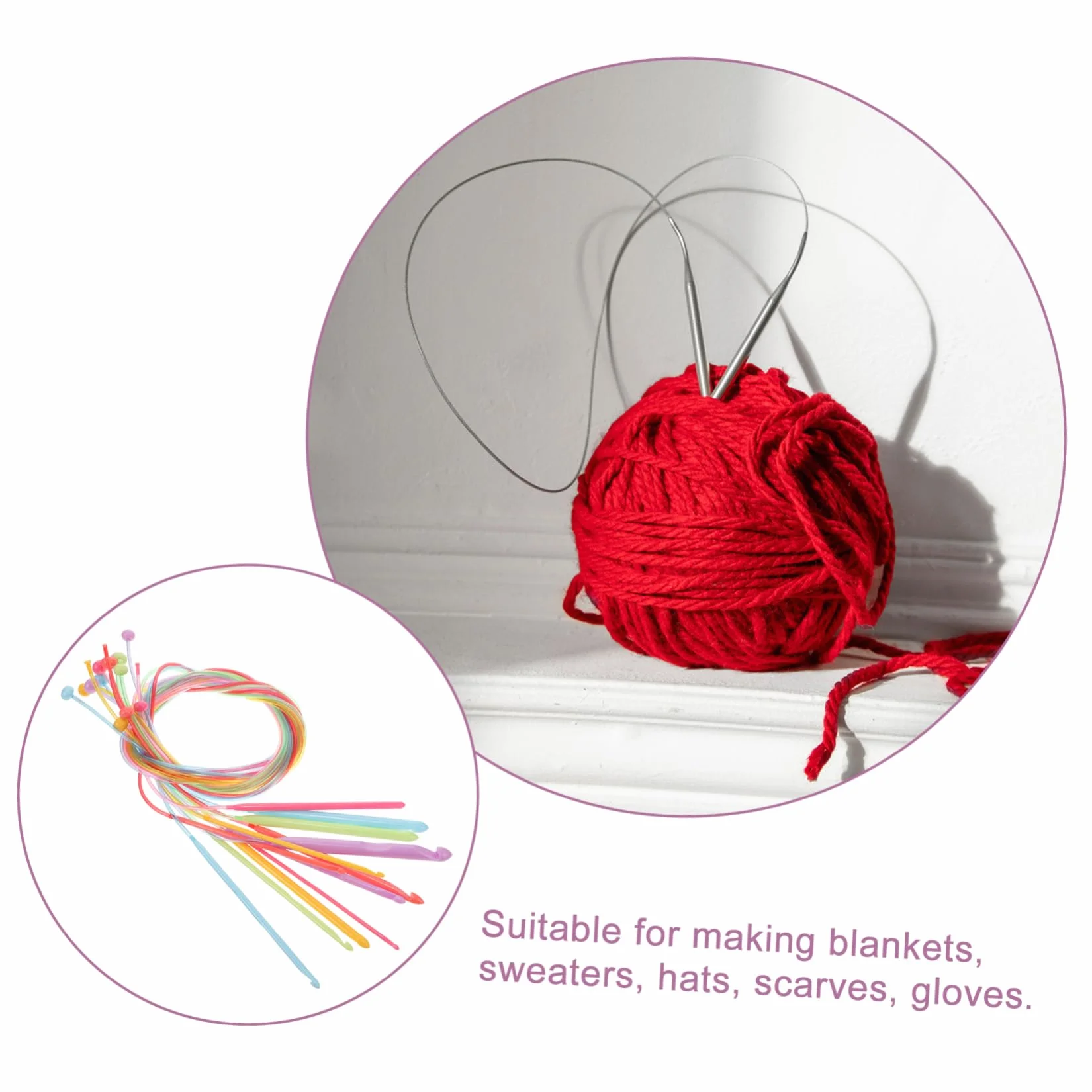 SHINEOFI 5 Juegos Ganchillo De Bucle Cross Stitch Agujas Circulares Kit Para Tejer Ganchillos Crochet Agujas Tejer Aguja De Ganchillo Herramienta Para Tejer Hilo El Plastico 12 Uds * 5