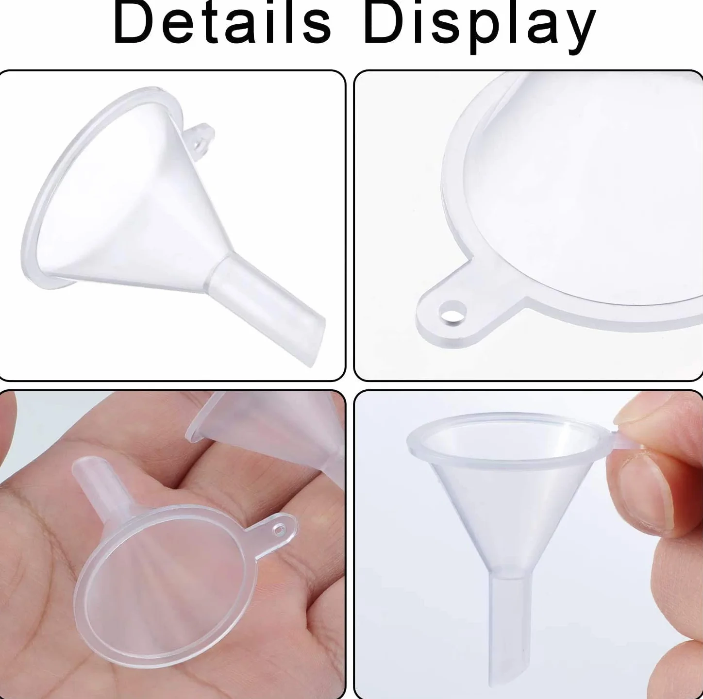 Mini Embudos de Plástico Transparente, 24 PCS, para Llenado de Botellas, Aceites Esenciales, Laboratorio