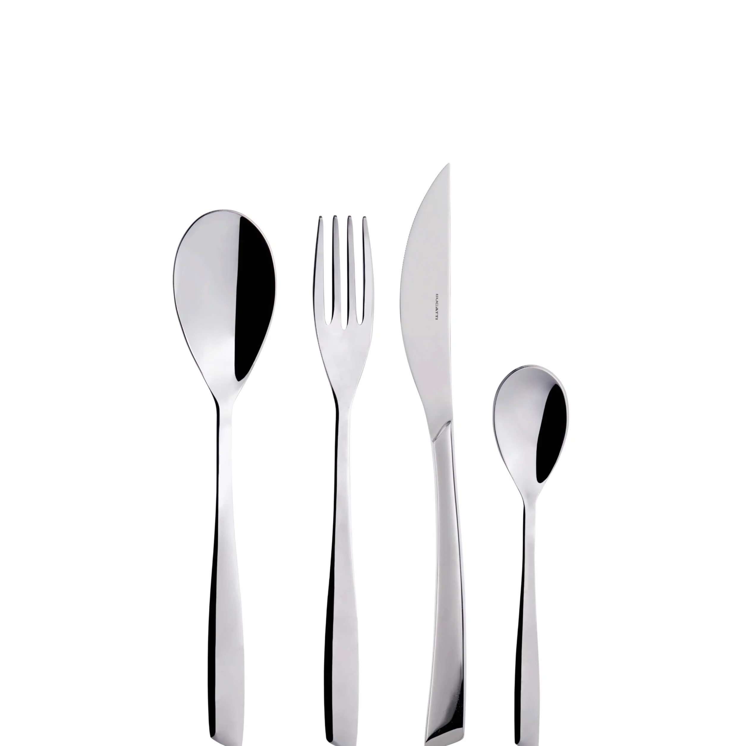 BUGATTI, Gaia, Juego de Cubiertos de 24 Piezas en Acero Inoxidable 18/10 con Caja Galería Compacta, Servicio de Cubiertos para 6, Cucharas, Tenedores, Cuchillos y Cucharas de Café