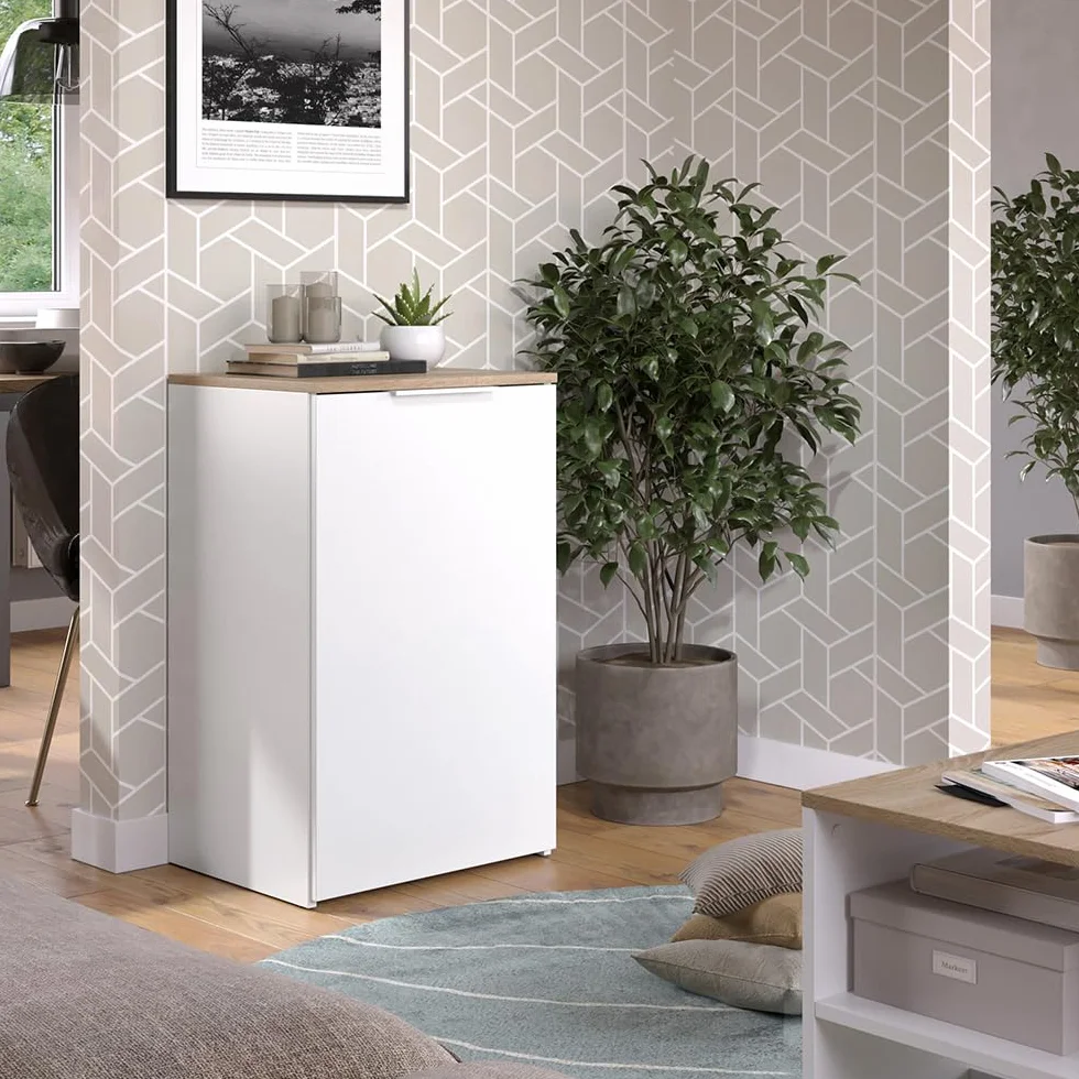 Vicco Aparador Wido, Blanco, 50 x 80 cm con Estante, para Almacenamiento y organización Que Ahorra Espacio