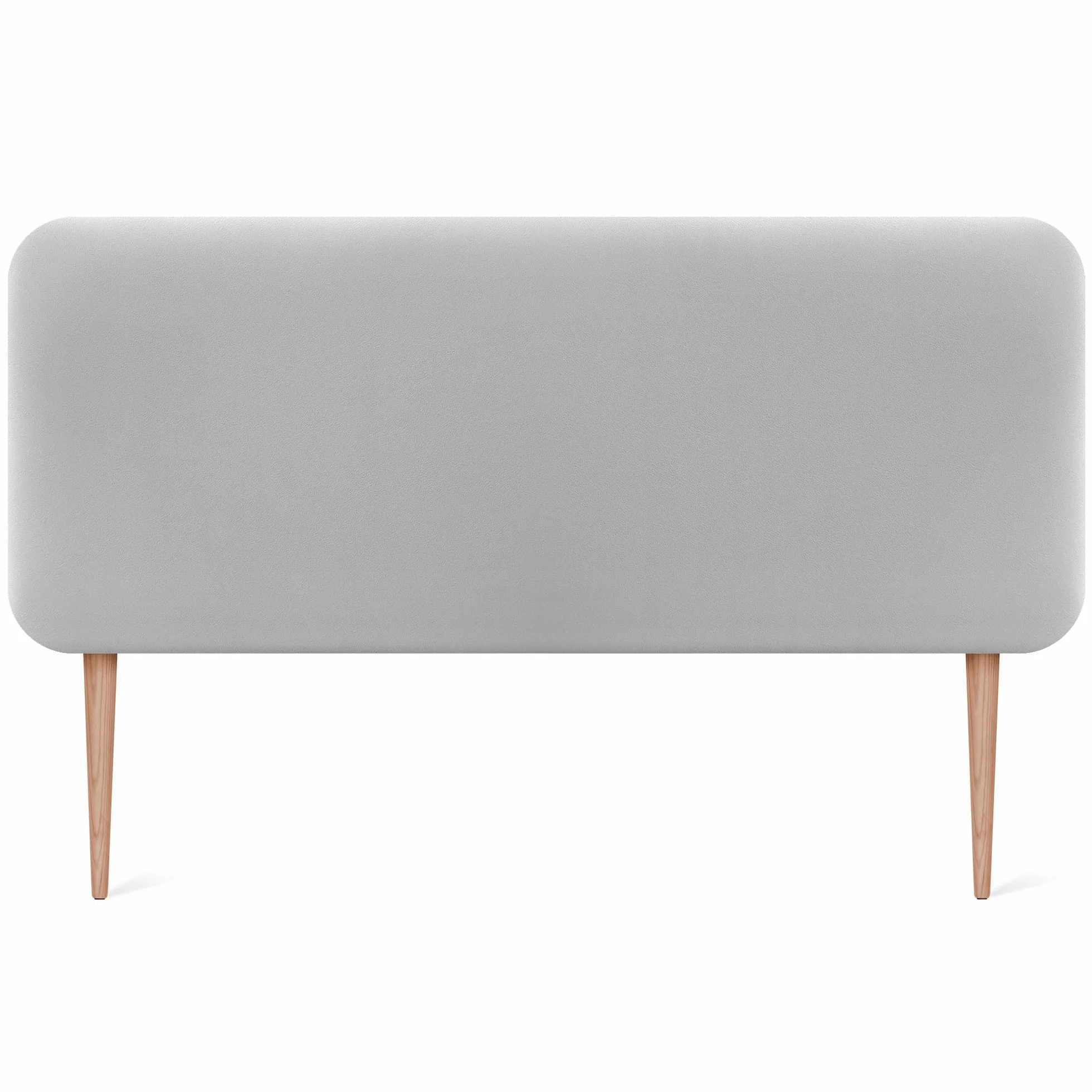 DHOME Cabecero Tapizado Liso Redondeado Polipiel con Patas para Pared Acústicos Cabeceros Absorbentes Cabezal Cama Dormitorio (Gris Claro, 135cm)