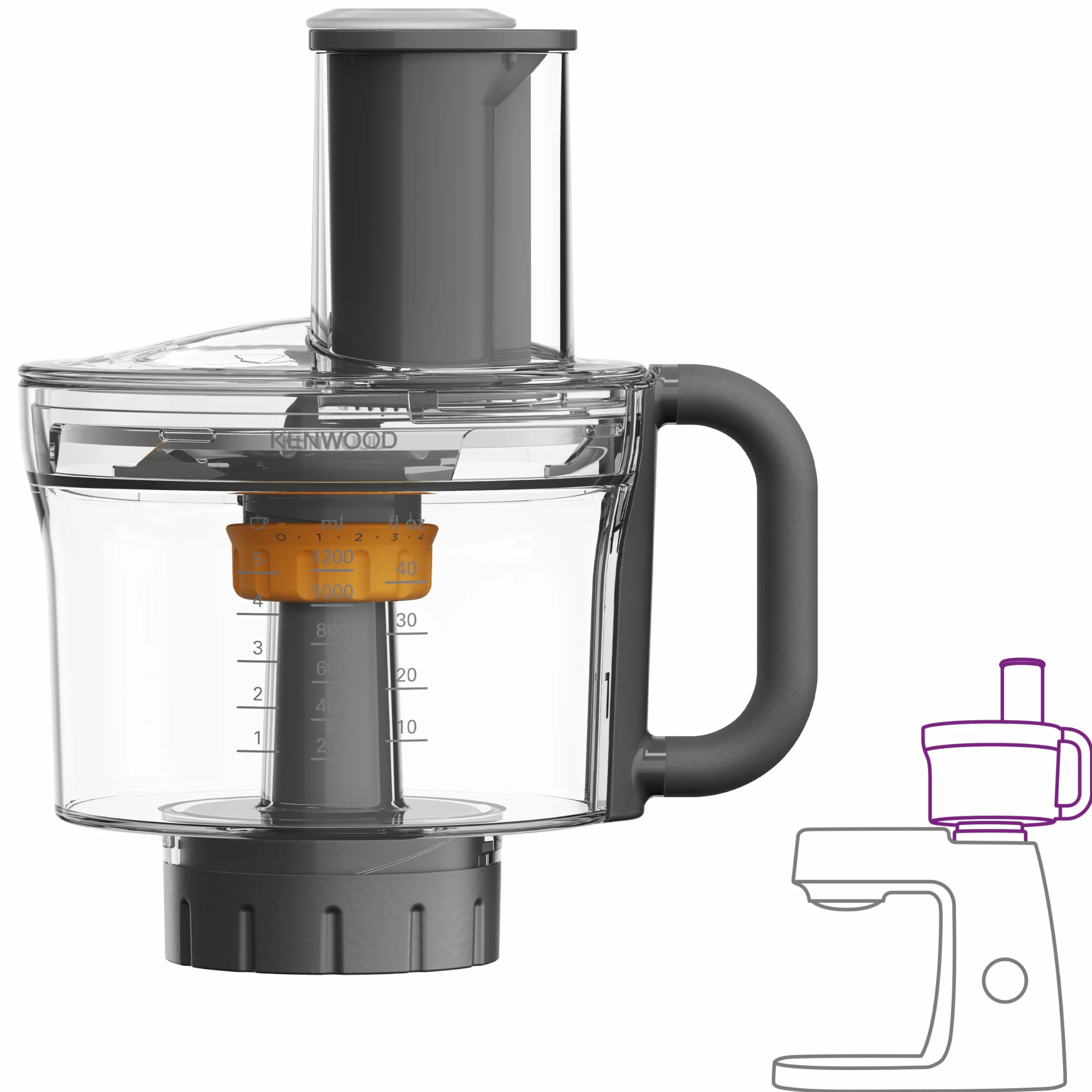 Kenwood MultiPro Food Processor KAH65.000PL, accesorio amasadora, 5 discos de corte con disco ajustable para rebanar, sistema ExpressDice, capacidad 1,2 l, bolsa porta accesorios, color plateado