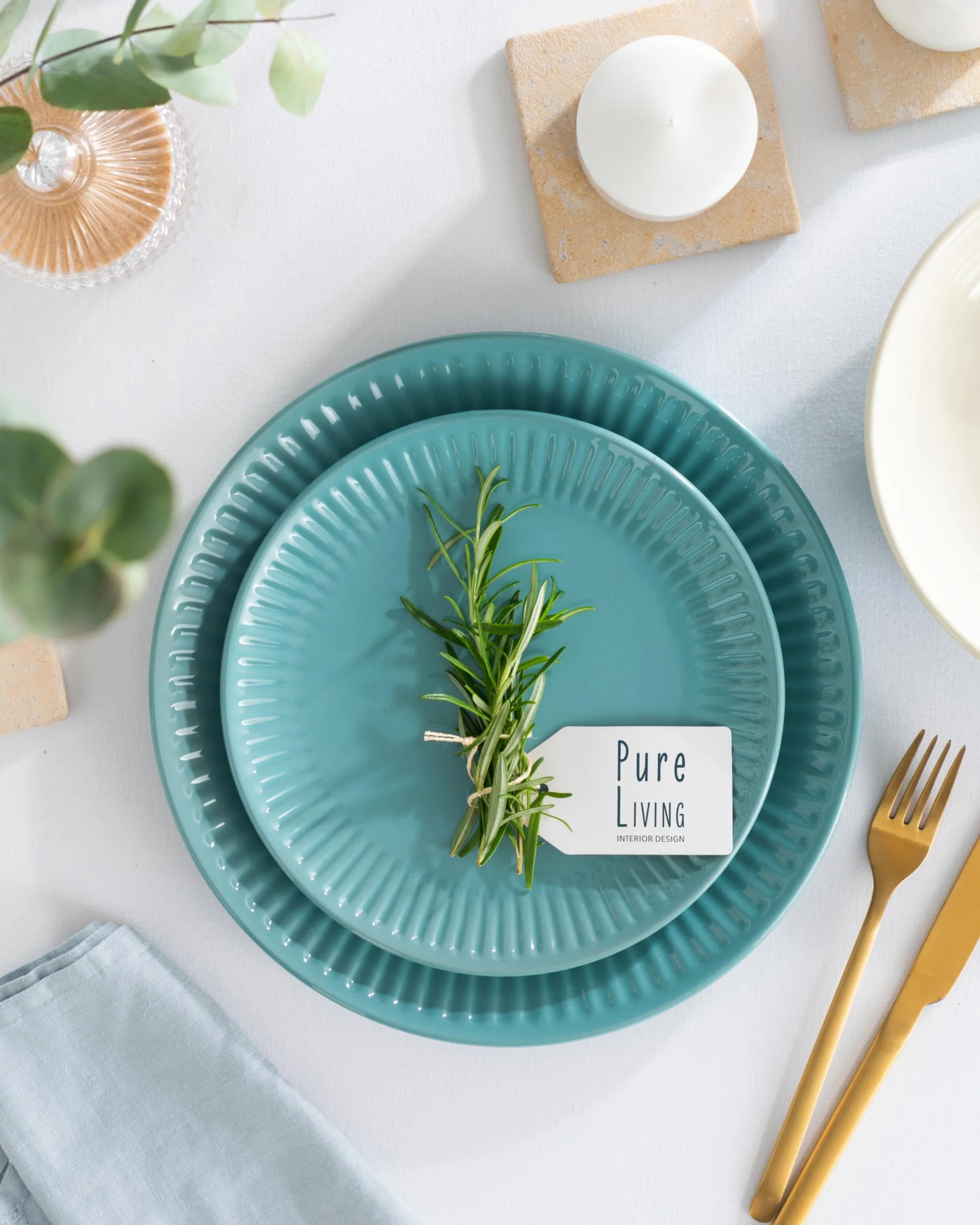 Elegante juego de vajilla de 36 piezas, serie Hygge, juego de cuencos y platos, vajilla de cerámica para 12 personas, apta para lavavajillas y microondas, color verde
