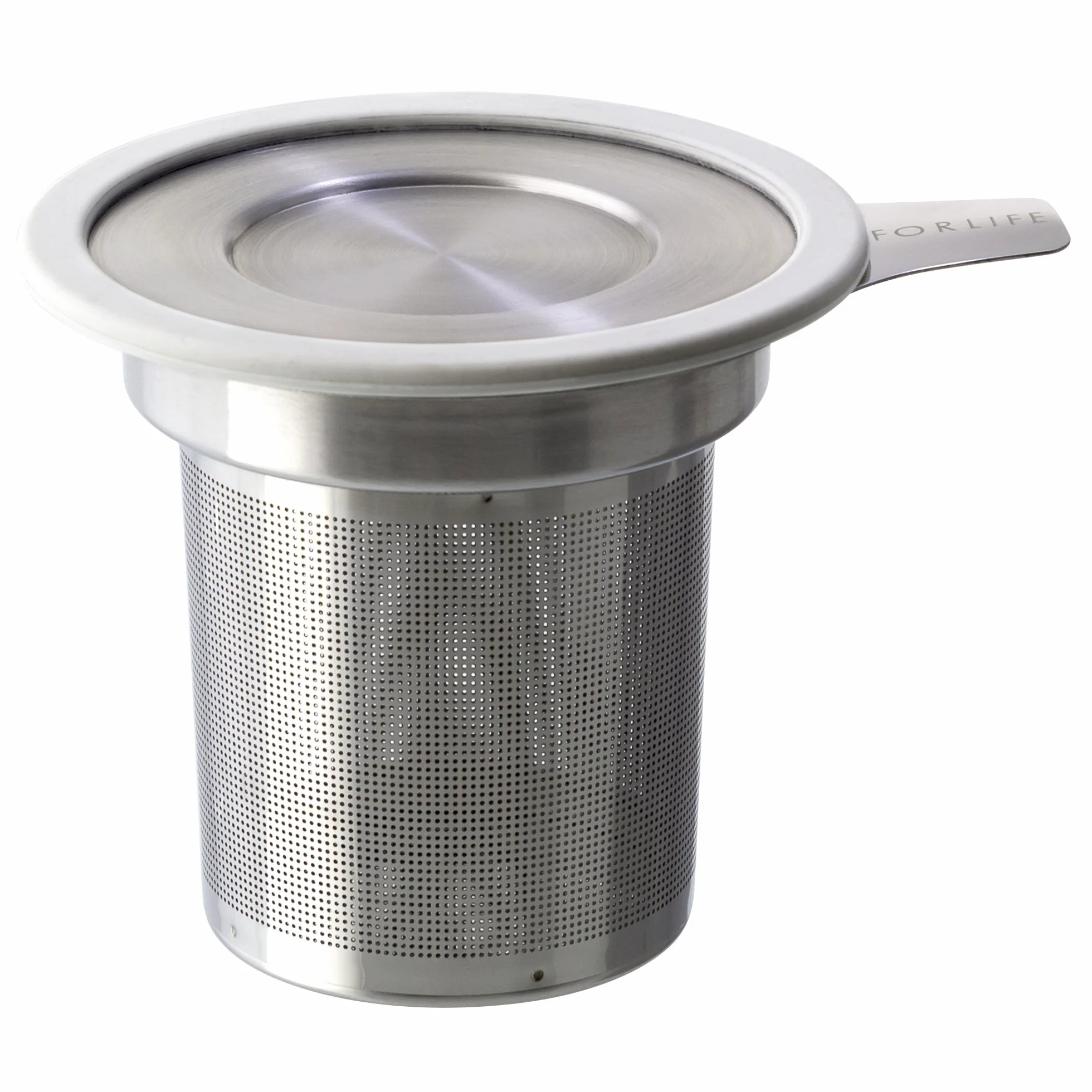 Brew-in-Mug Extra-Fine Tea Infuser with Lid, blanco