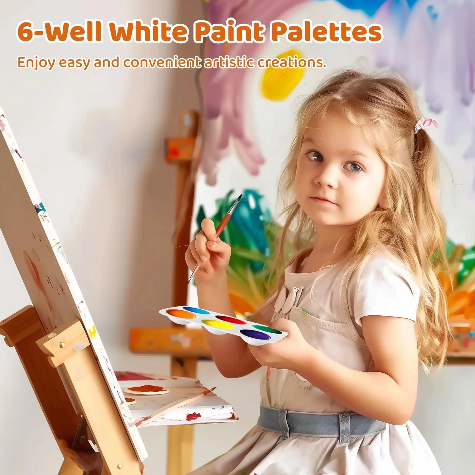 100 paletas de mezcla de pintura blancas de 6 pozos, bandejas rectangulares de acuarela, perfectas para manualidades, pintura al óleo y acrílica
