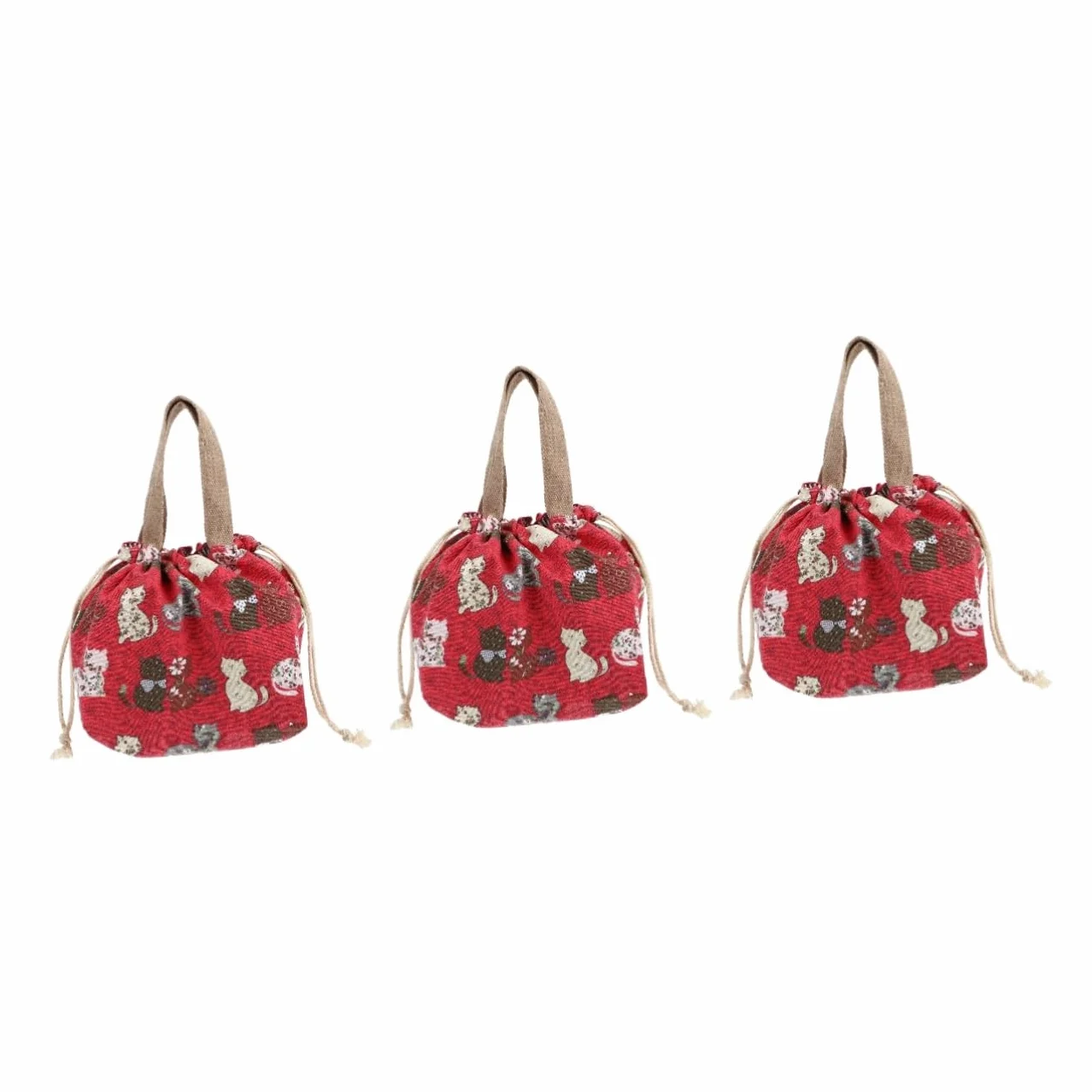 Alipis Caja De 3 Piezas bolsa de almuerzo bolsa de lona lindo bolso de mano lindo bolso de lona bolsas de pícnic bolsas termicas lancheira de almuerzo bolsa del almuerzo lienzo rojo