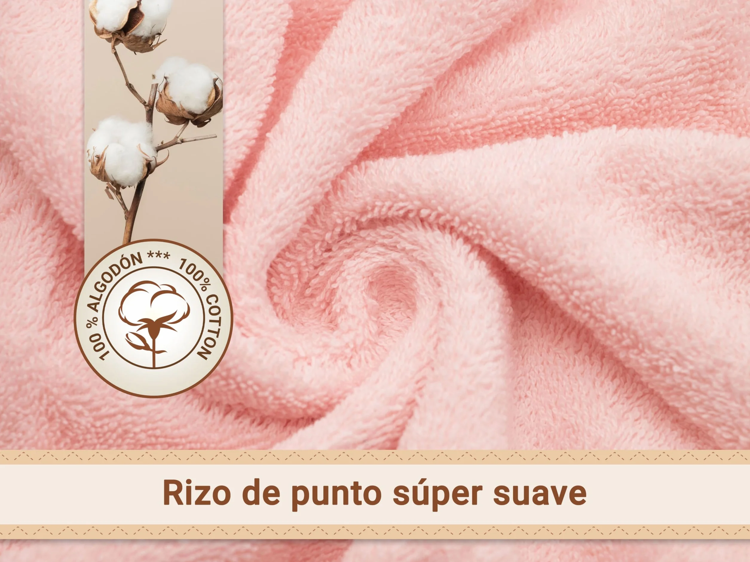 ZOLLNER Toalla con Capucha Bebé 100 x 100 cm Algodón Rosa Oeko-Tex