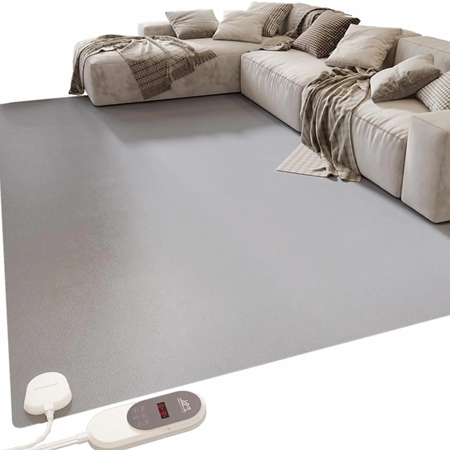 Alfombra con calefacción, alfombrilla eléctrica, temperatura ajustable en 60 niveles, temporizador de 12 horas, impermeable y antideslizante, para salón y dormitorio (700 W, 140 x 200 cm)