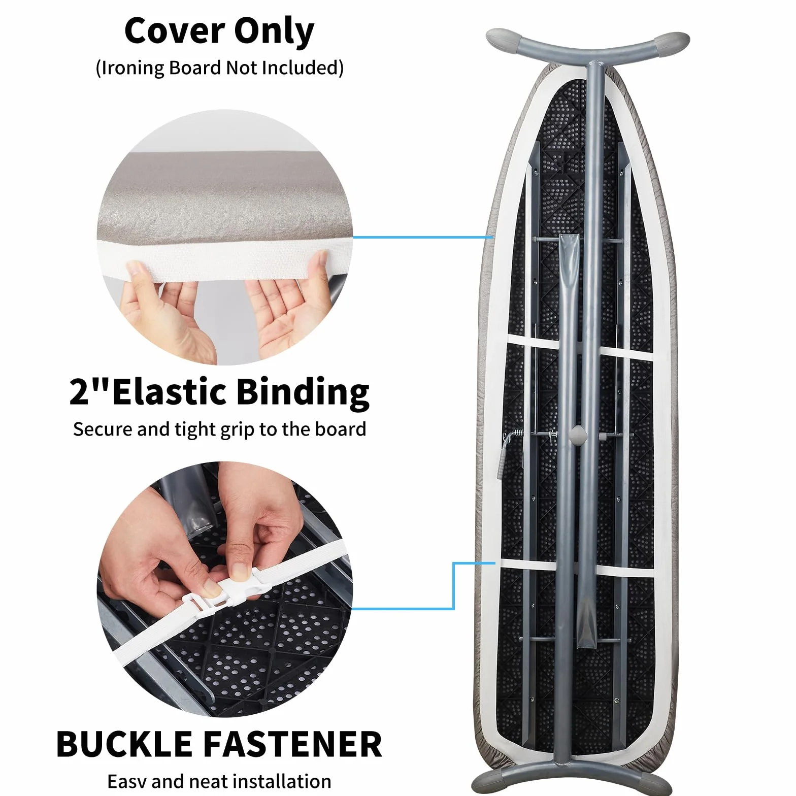 BNDX Funda De Silicona Para Tabla Planchar, Revestimiento, Acolchado Resistente a Las Quemaduras, Extra Grueso Y Resistente, 4 Capas, Borde Elástico 2 Pulgadas, Hebillas Clic