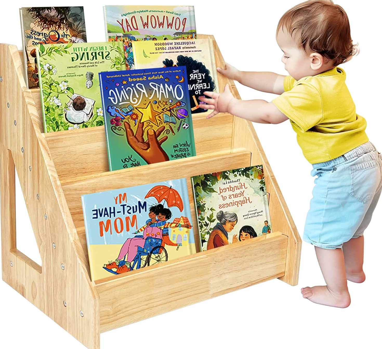 HEYOUTH Madera Libreria Infantil,estanteria Libros Infantil,Estanteria Montessori,Biblioteca Infantil con 5 Estanterías,para Habitaciones Infantiles,Guardería,