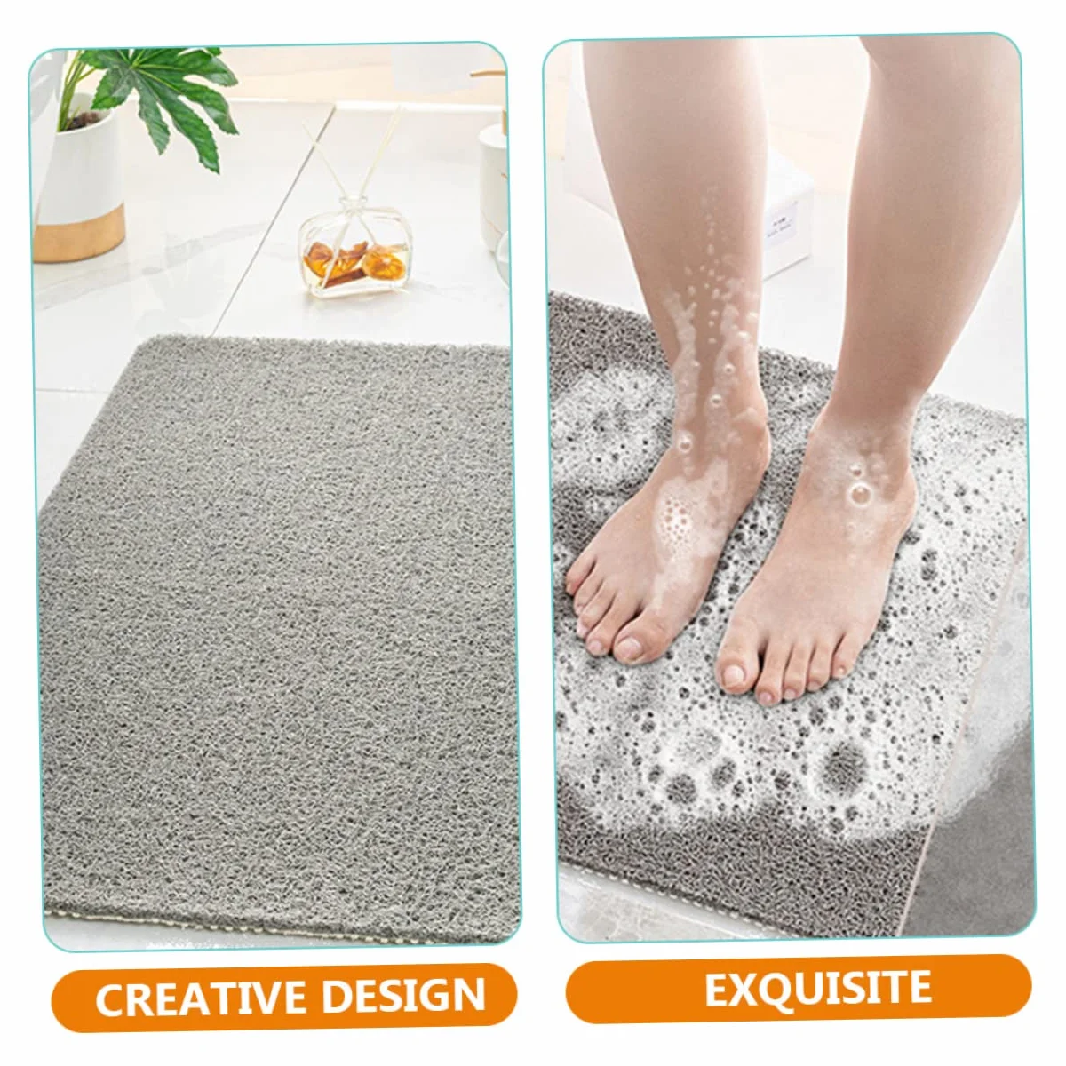 Cabilock Alfombra de Baño Antideslizante Alfombra de Suelo de PVC Tacto Suave Lavable en Máquina para Baño Cocina y Entrada