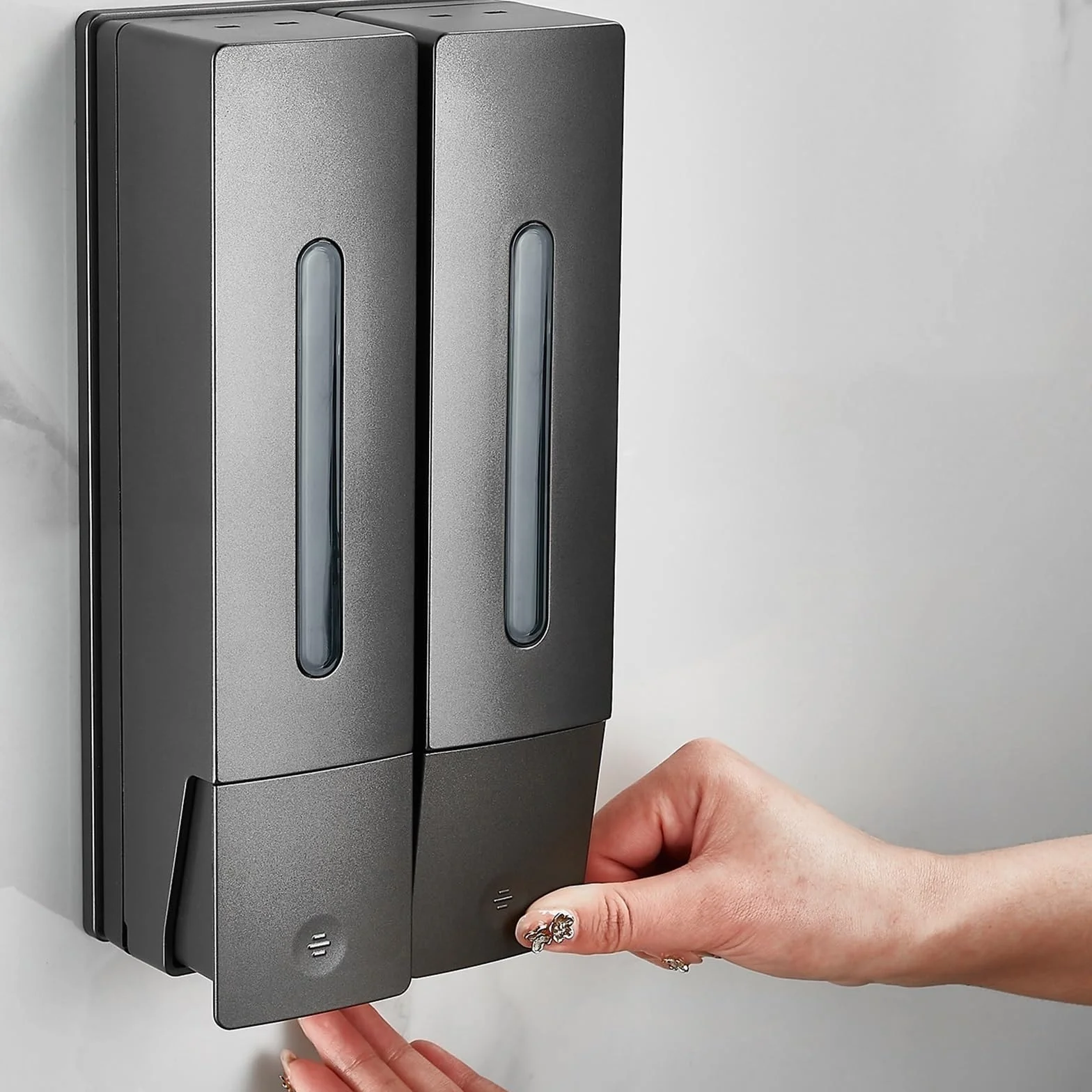 Dispensador de jabón Dispensador de jabón plástico Pared con dosificador for hogares, hoteles y baños Dispensador de Bomba de loción(Negro)