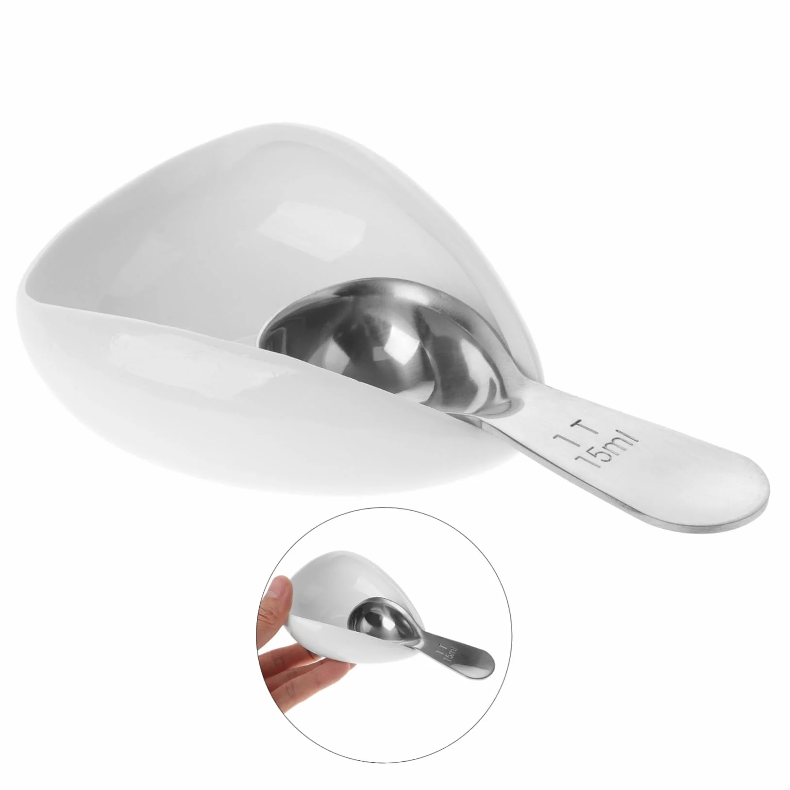 PRETYZOOM 4juegos Tazón y Cucharas Medidoras De Cerámica para Café Accesorios De Café Bandeja para y Dosis De para Casa Cucharita