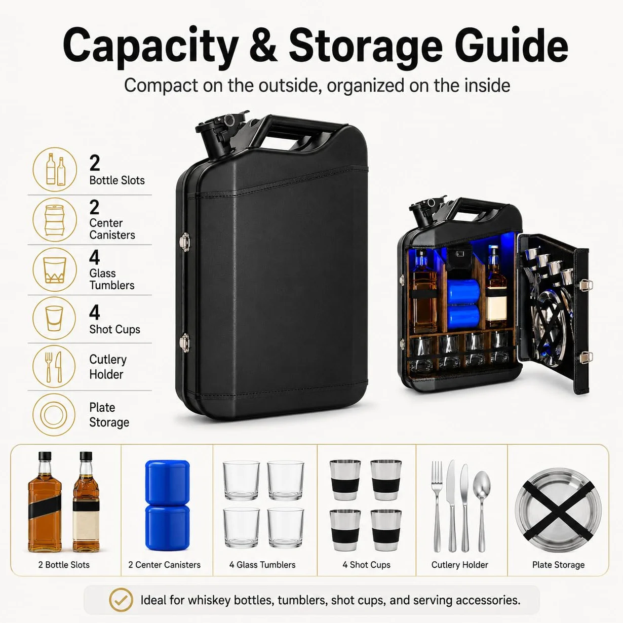 TsoLay Juego De Mini Bar De 20 litros, Mueble Bar Portátil para Whisky con Construcción Robusta, Mueble Bar Móvil para Bares Domésticos, Regalo para Hombres, Padres, Maridos, Novios