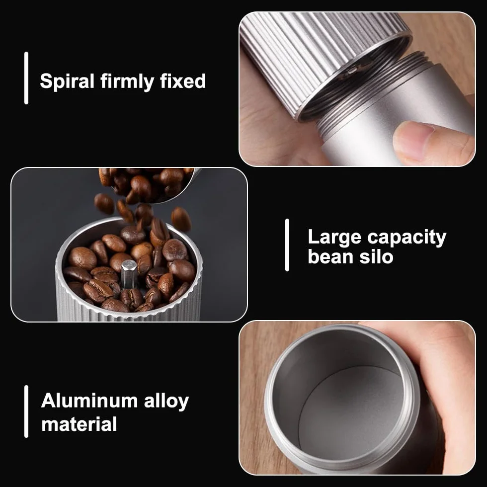 Molinillo de café manual, ajustable con mango, de acero inoxidable, para cafetera moka de prensa francesa