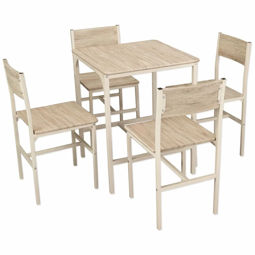 YELLOO Mod. PORTOFINO Set Mesa Bar con 4 sillas Beige Cocina