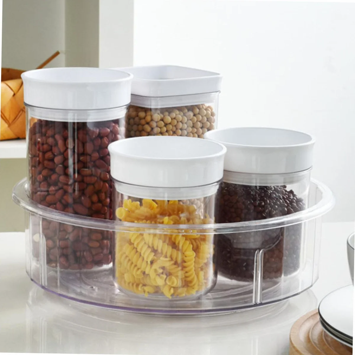 LABRIMP Dispensador Giratorio De Condimentos Organizador De Cocina Transparente Almacenamiento De Baño