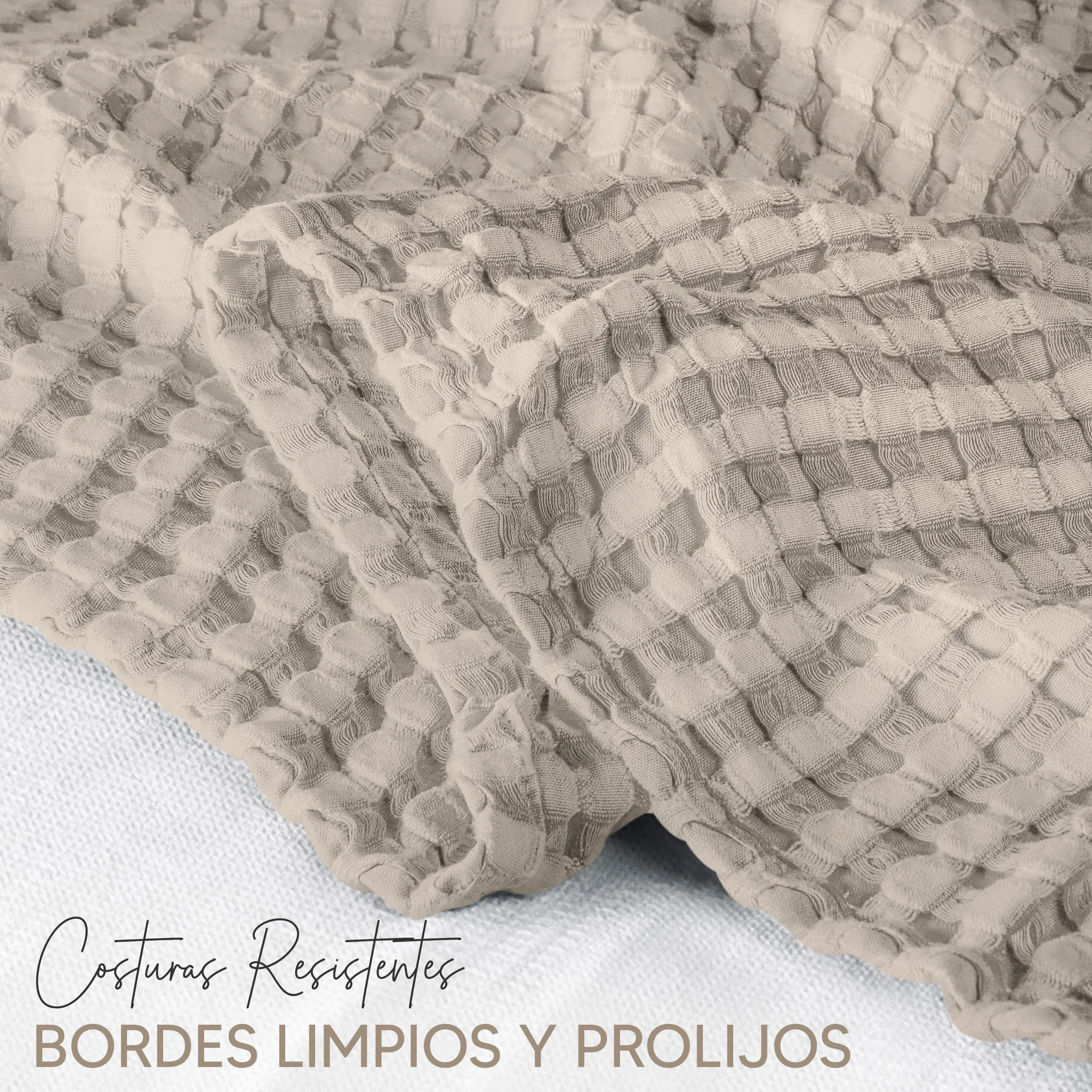 Utopia Bedding Manta Tipo Gofre De Algodón De 300 gsm (Caqui - 228x182 cm), Edredón Suave, Ligero Y Transpirable para Todas Las Estaciones