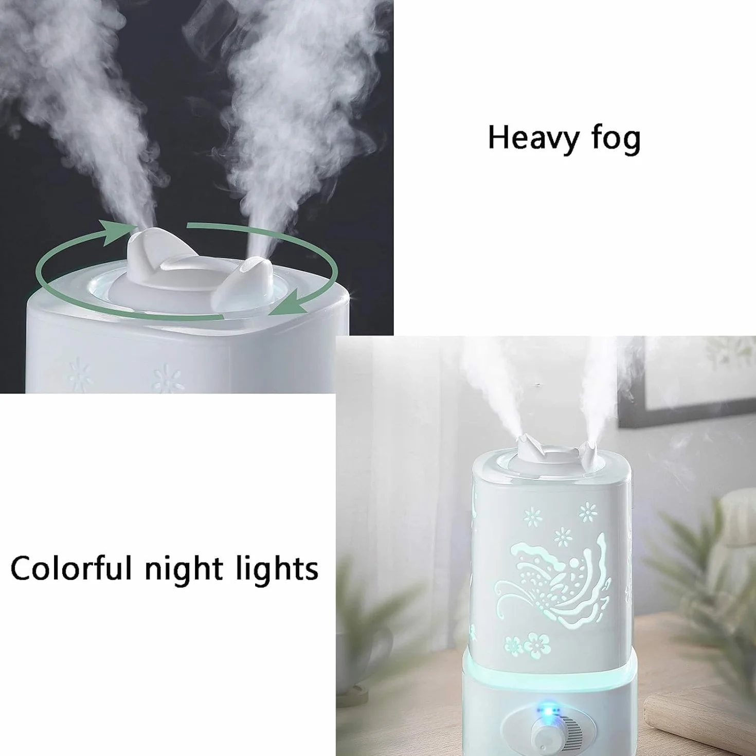 Humidificador de escritorio Humidificadores Humidificador ultrasónico, humidificadores de aire silenciosos de 1,5 l con luz nocturna, apagado automático sin agua, for dormitorio, habitación de bebé, o