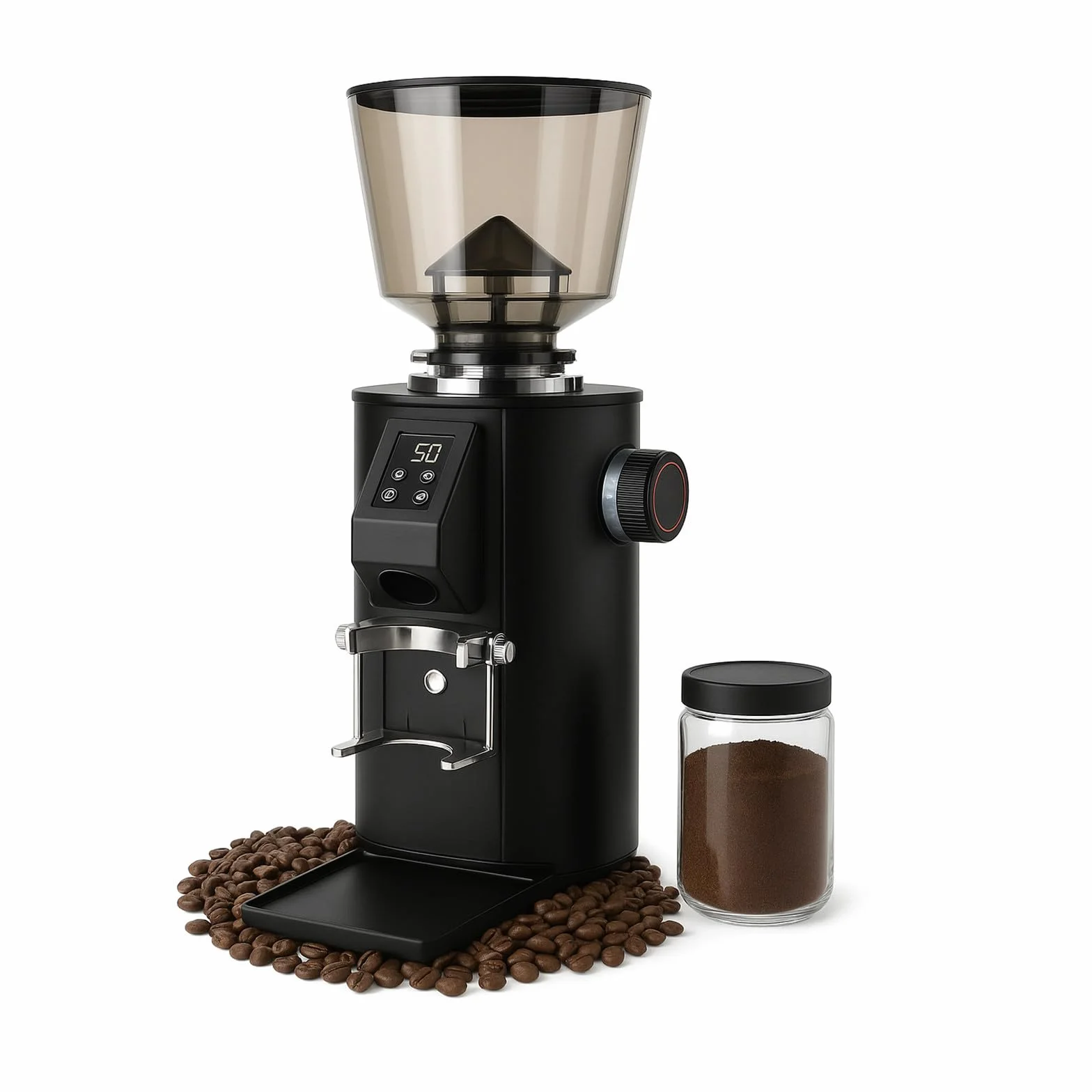 Molinillo de Café Eléctrico con Kit de Molienda Cerrado - 9 Ajustes Regulables, Molinillos de Café de Muelas Planas Diseño Antiestático para Uso Comercial Black