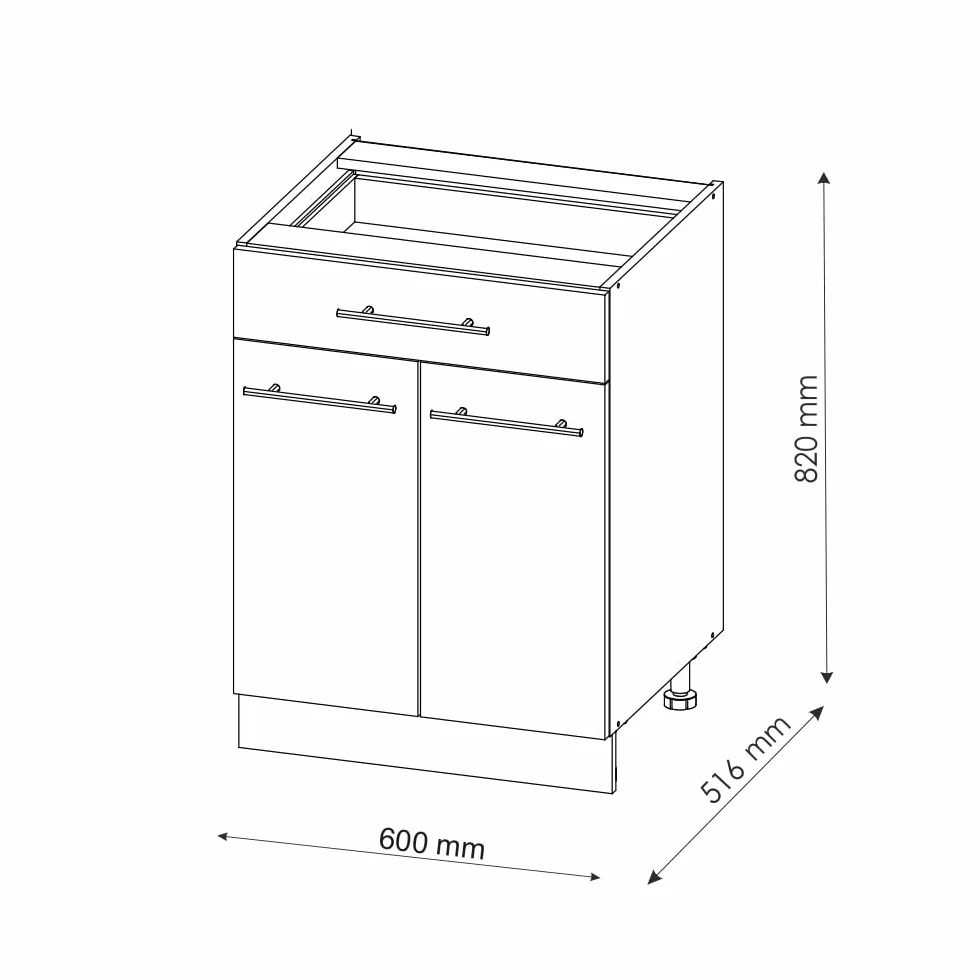 Vicco Mueble bajo de Cocina Fame-Line, Roble Dorado, 60 cm con cajón, sin encimera, para Combinar con Otros módulos de la Serie Fame-Line
