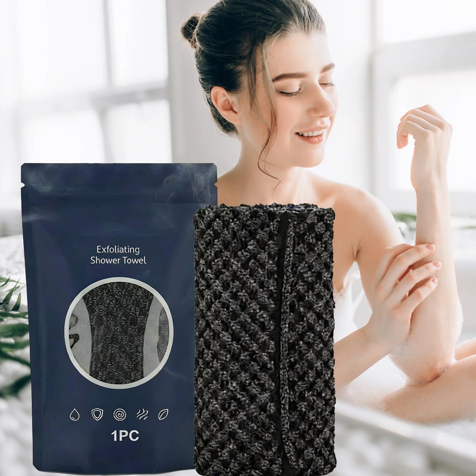 Toalla de ducha de secado rápido 8.66 x 39.37 pulgadas fibra transpirable exfoliante