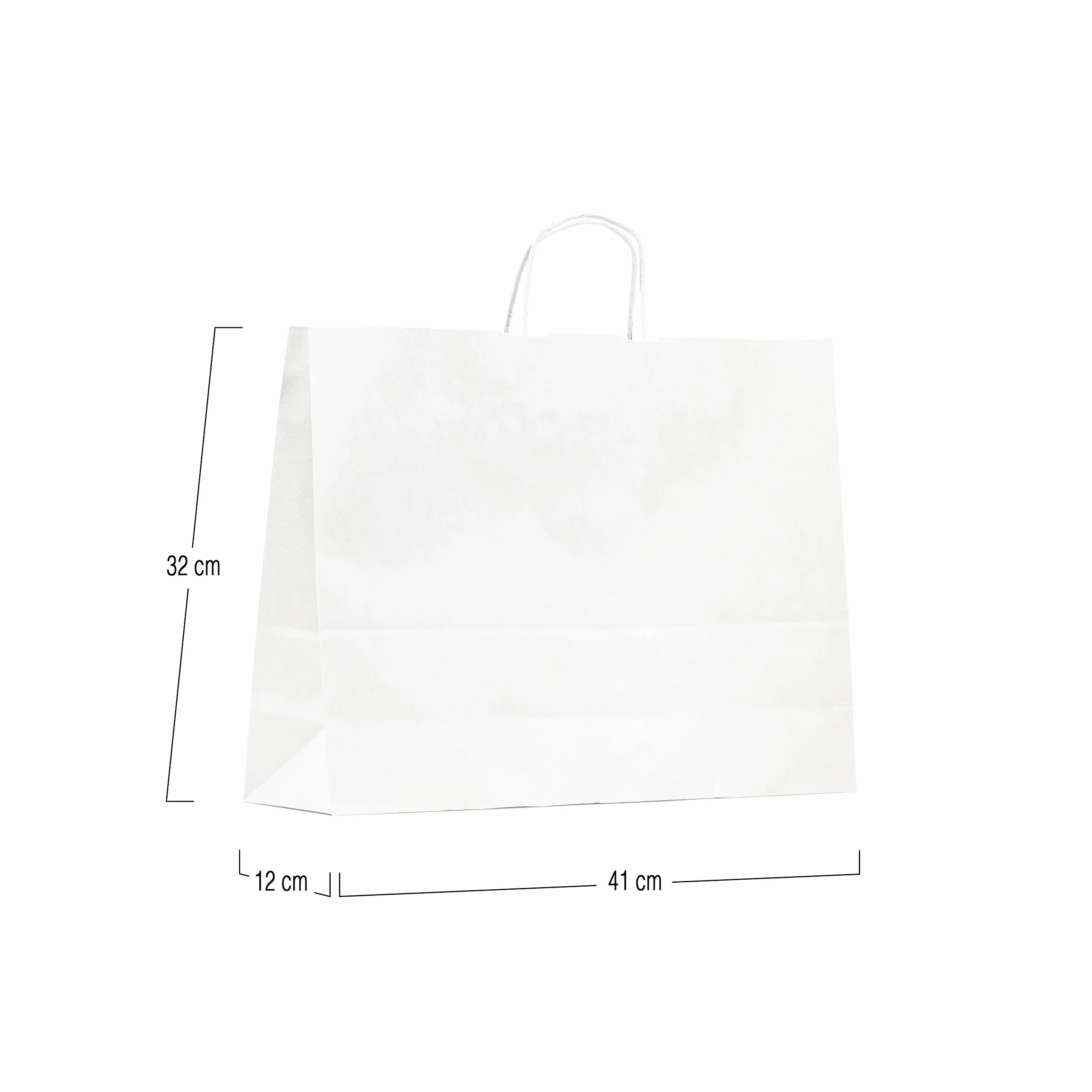 Pack 200 Bolsas de Papel Blancas con Asa – Diferentes Tamaños Según tus Necesidades – Bolsas para Eventos, Regalos o Tiendas - 100% Reciclables (Modelo Luxemburgo 41x32x12cm)