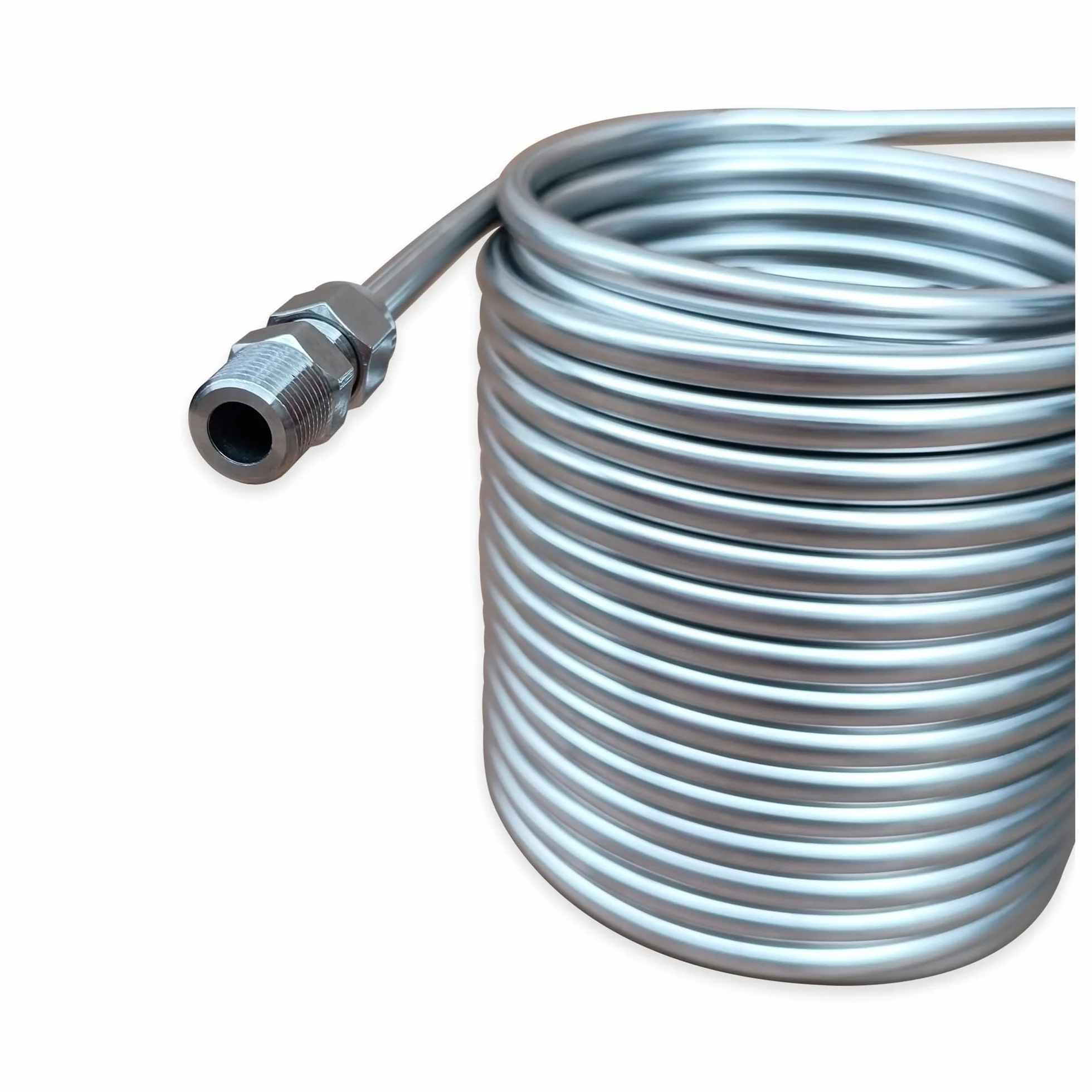 Enfriador de Mosto y Agua for Cerveza de Doble Capa, serpentín de enfriamiento de 14 m de Longitud, Acero Inoxidable 304 de Grado alimenticio, Conector de 3/8" y 1/2" Uso Multifuncional