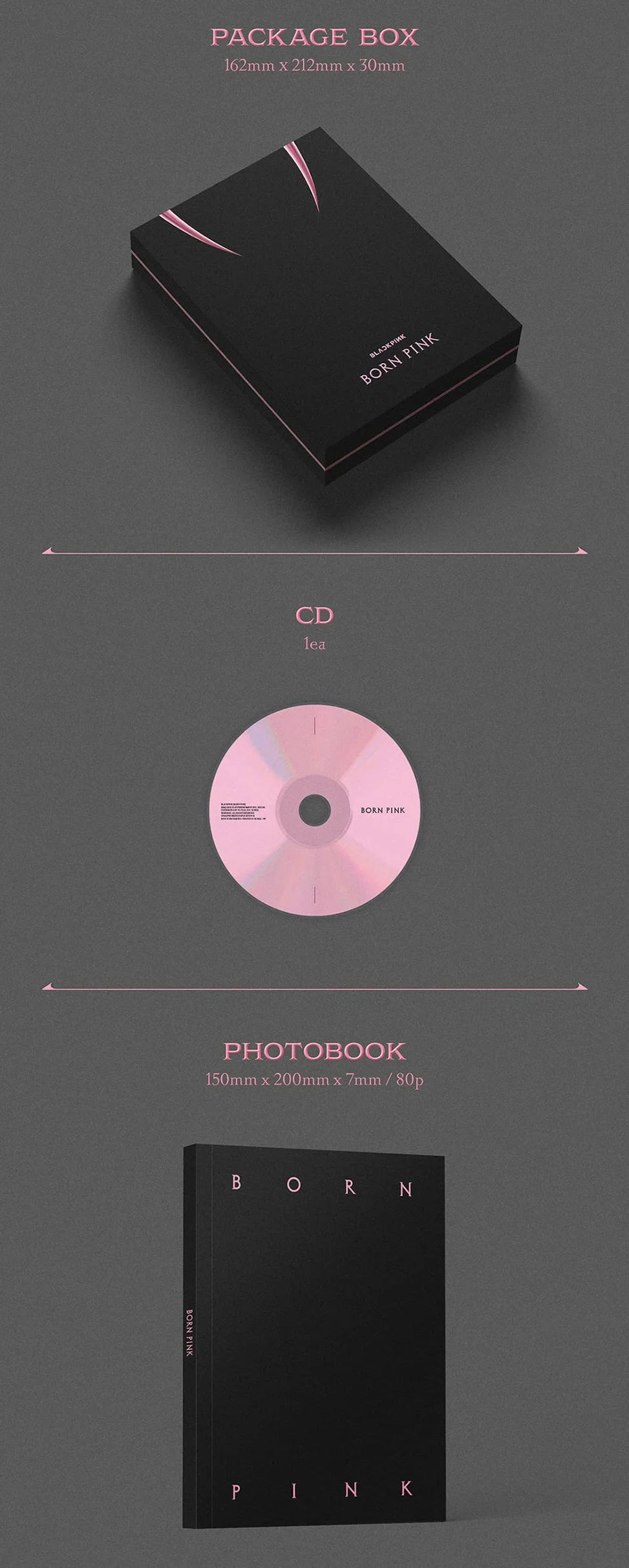 BLACKPINK BORN PINK BOX SET PINK Version 2nd Album CD Photobook Photocard Set
