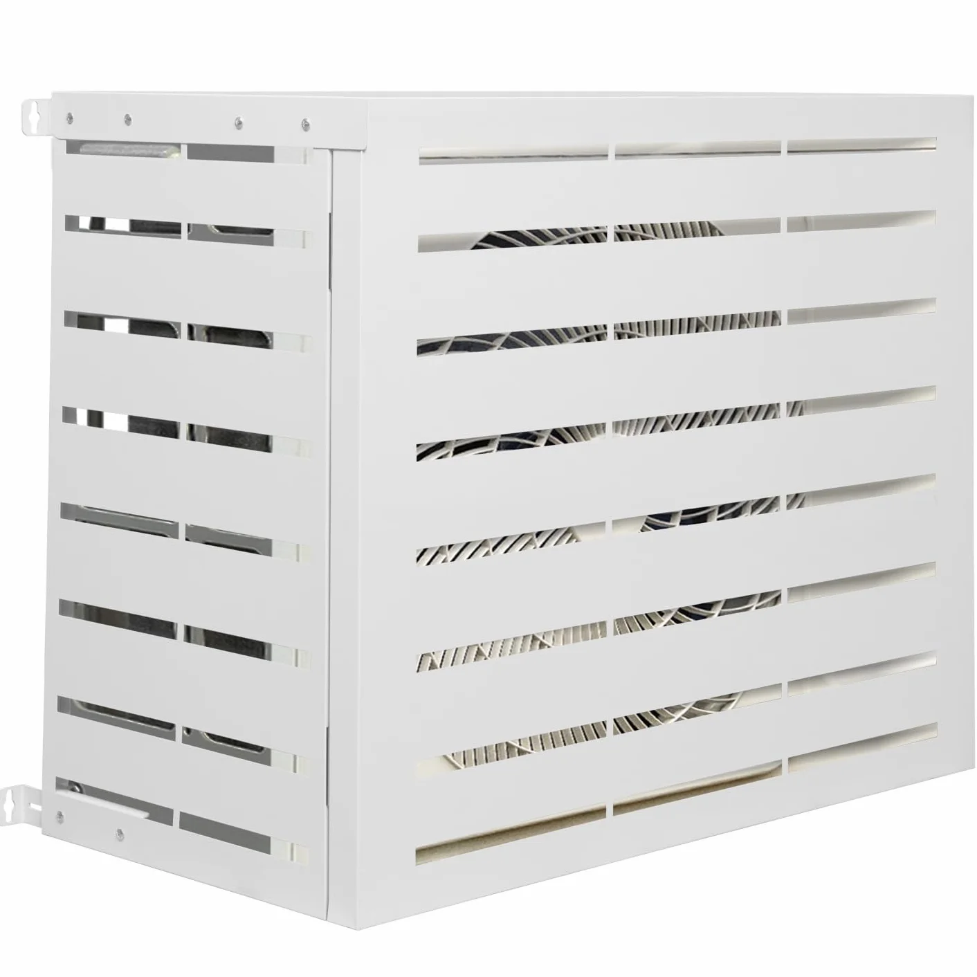IDMarket - Cubierta de aire acondicionado de metal blanco protección unidad exterior 95 x 50 x 80 cm