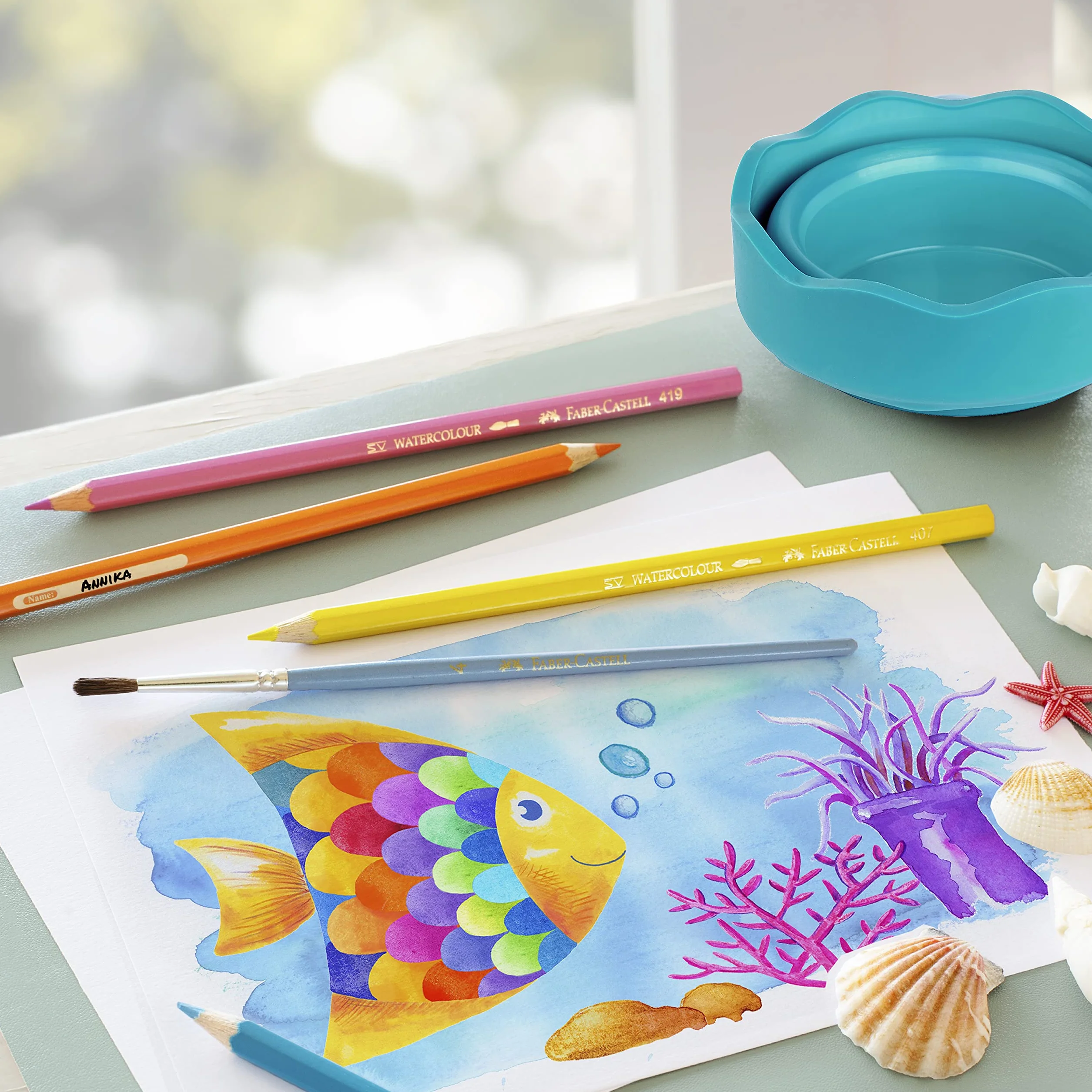 Faber-Castell 181580 Vaso de agua CLIC & GO turquesa 1 unidad