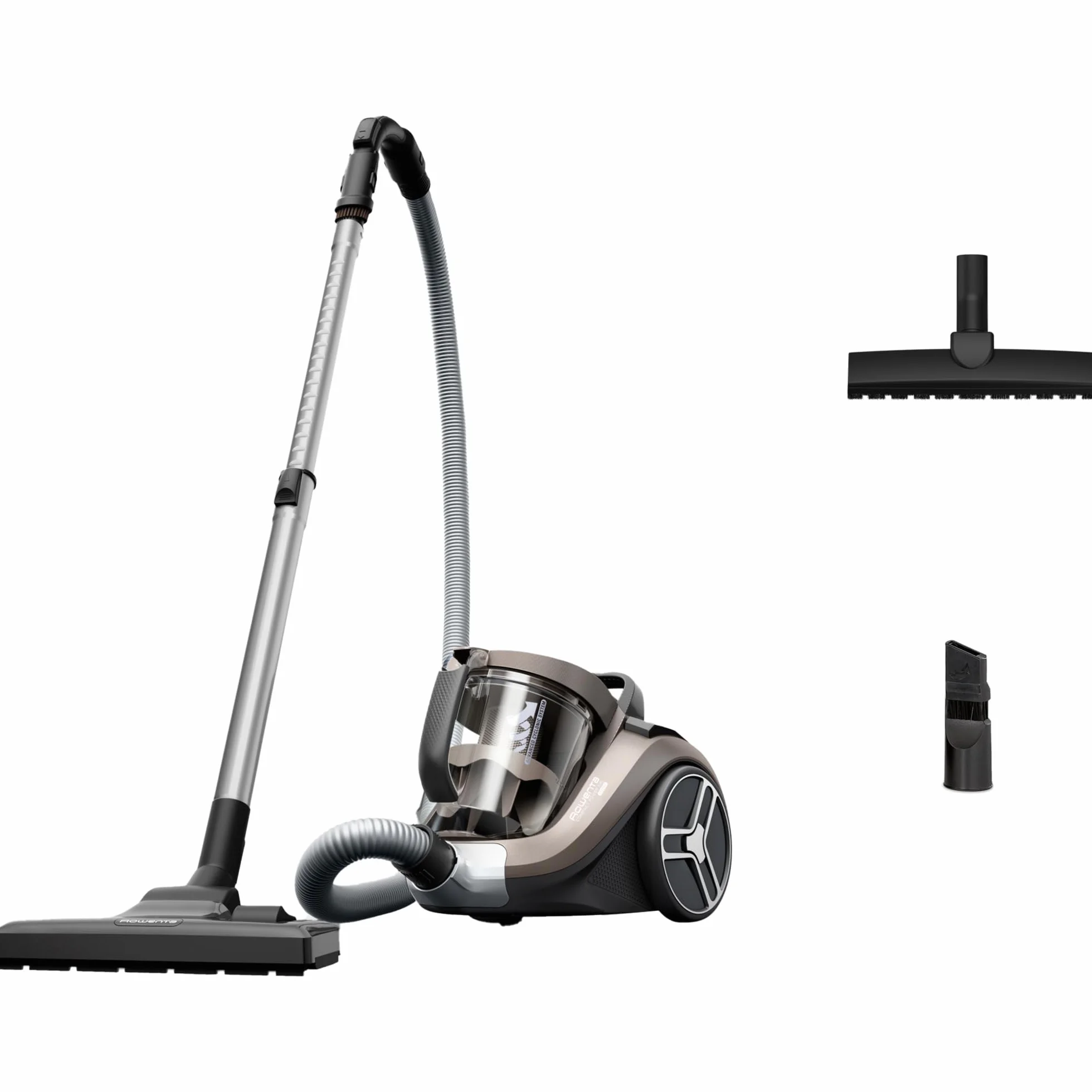 Rowenta RO4B30 Compact Power XXL - Aspiradora sin Bolsa para parqué, 900 W, Sistema de filtración de 3 Niveles, Capacidad XXL, Radio de Limpieza de 8,80 m, Incluye Boquilla 2 en 1, Cromo
