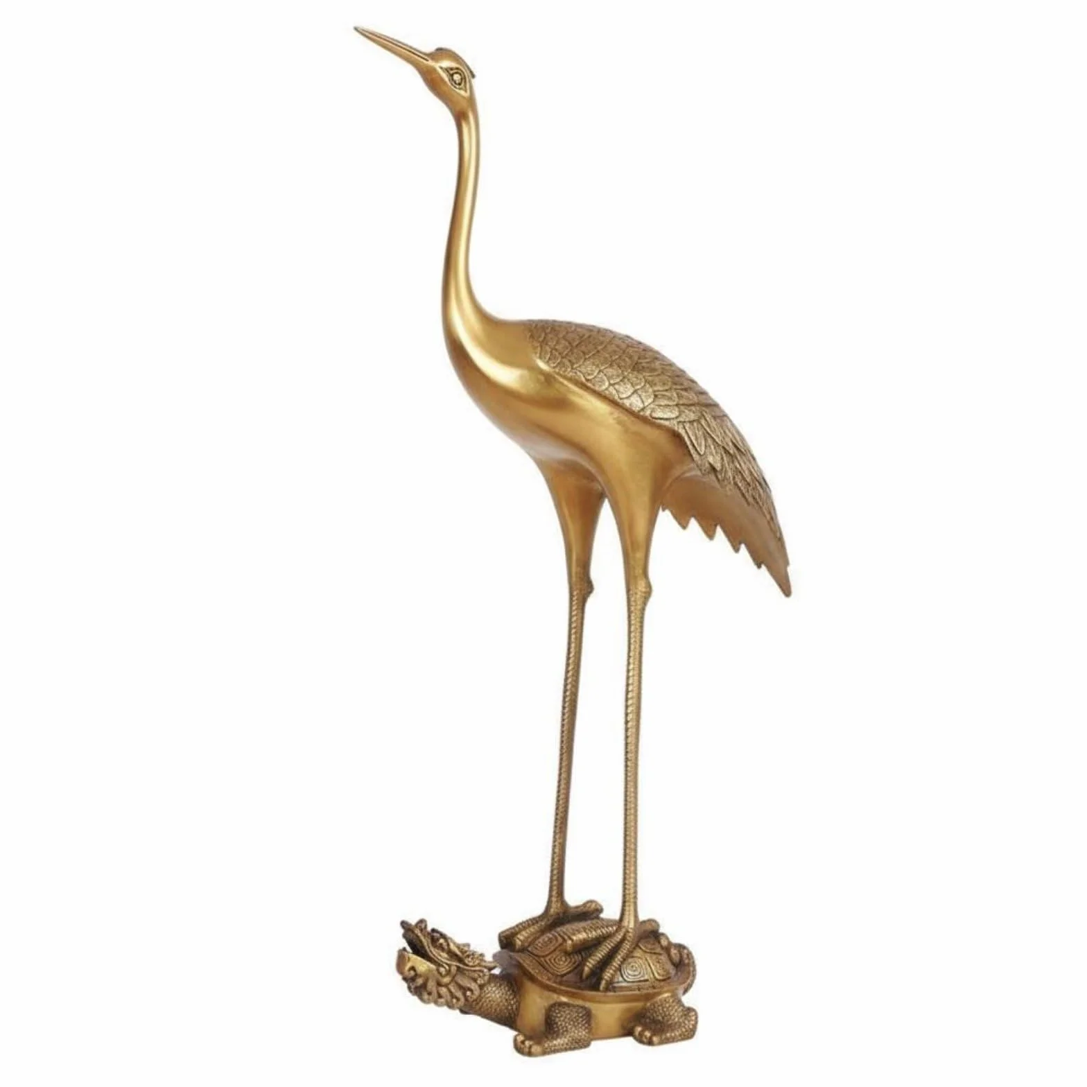Adorno de Ave Zancuda de la Longevidad Coleccionable Escultura de Bronce Estilo Chino Diseño Llamativo Decoración del Hogar para Entrada, Amarillo, 92 Derecha Adelante