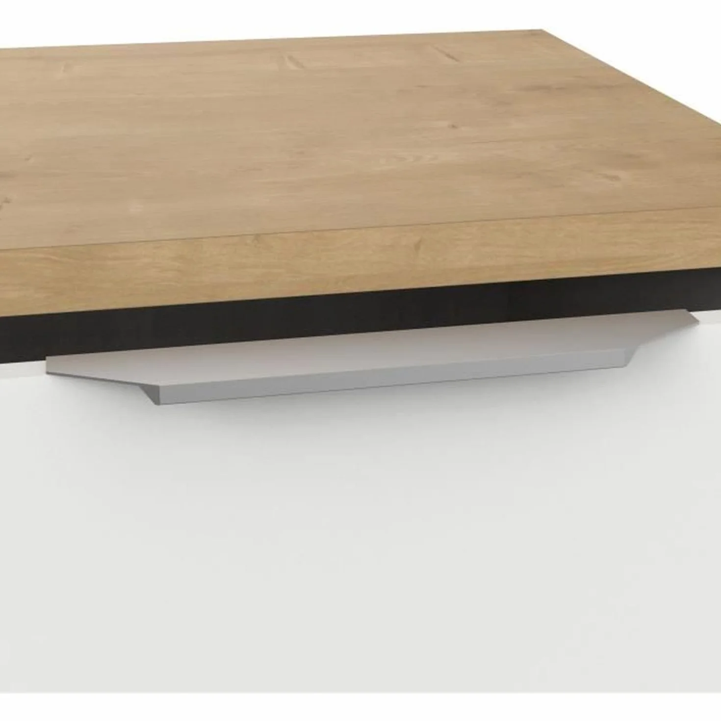 Aparador Moderno Blanco Mate y Roble Hamilton 3 Puertas 2 Cajones 121,5 x 39,6 x 85,6 cm
