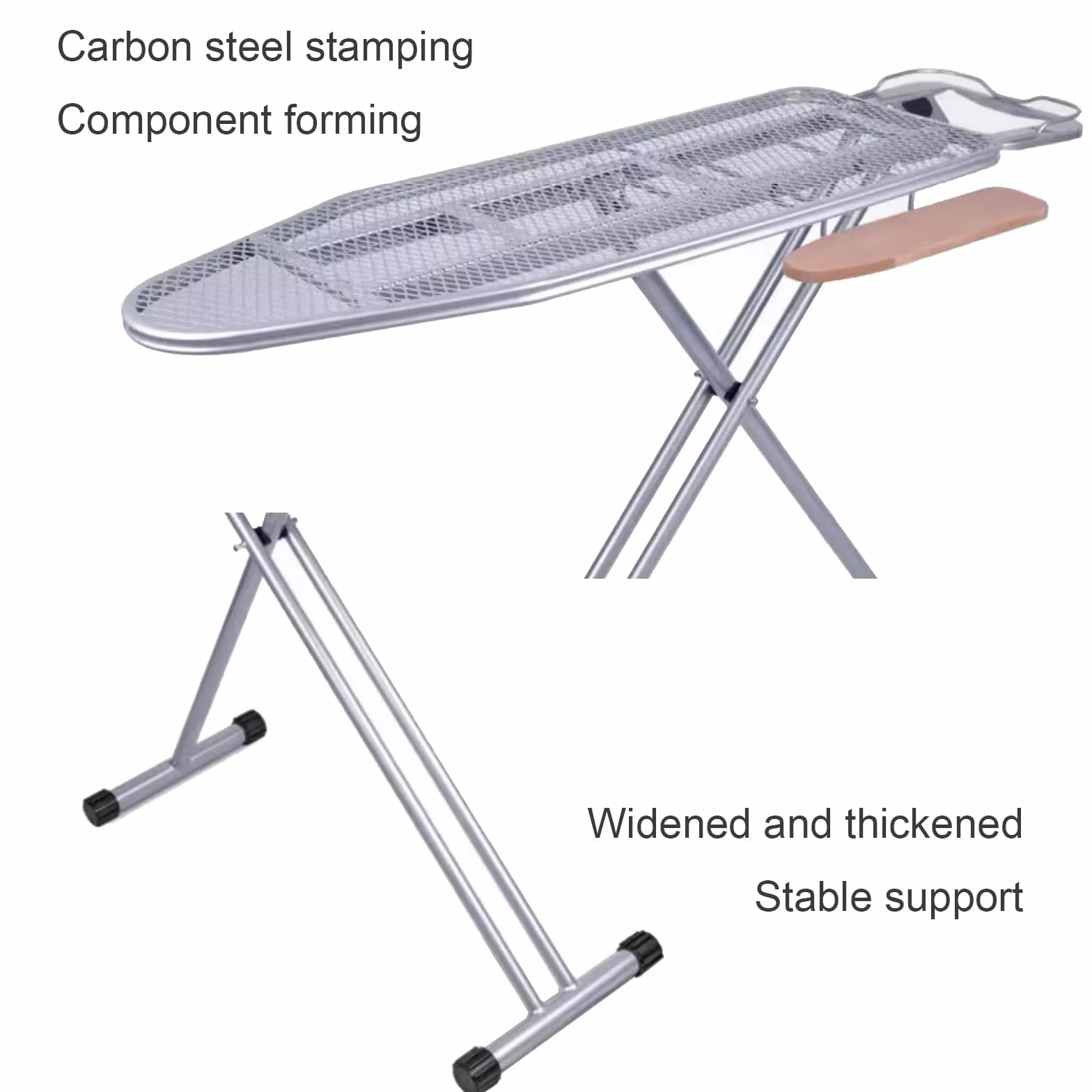 Tabla de Planchar, Altura Regulable, Tablero 92cmx33cm, Malla Metálica, con Soporte para Plancha, No se Desliza y No Araña, Patas Antideslizantes, Plegable