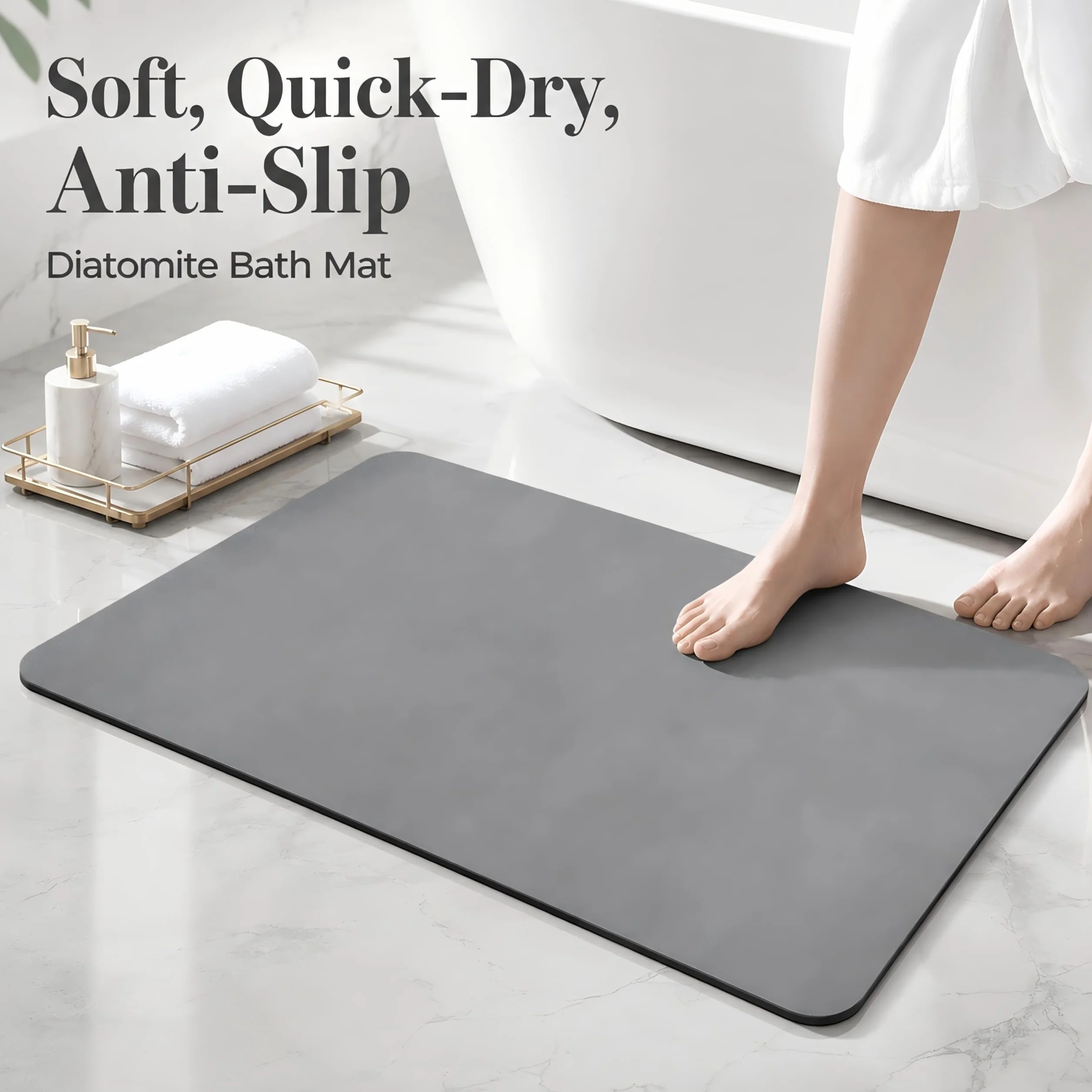 Alfombra Diatomita Baño 40×60 Antideslizante Absorbente Piedra Gris Oscuro