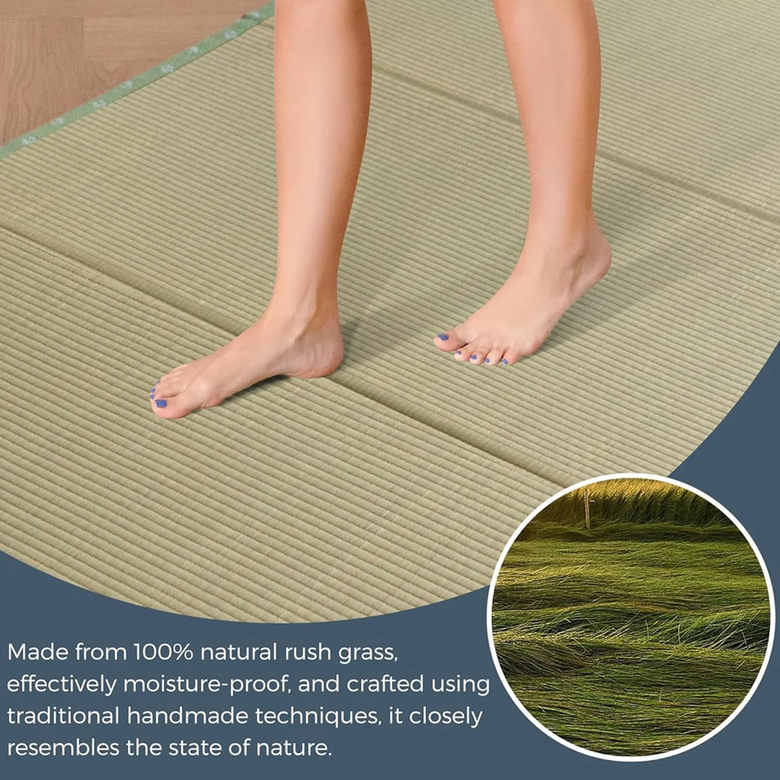 Estera De Tatami Tradicional Japonesa - Colchón De Futón Firme Y Cómodo De 4 Pliegues Hierba Verde Natural - Ideal para Meditación Yoga Sala Zen Salón De Té Japonés(Size:90x200x3.5cm)