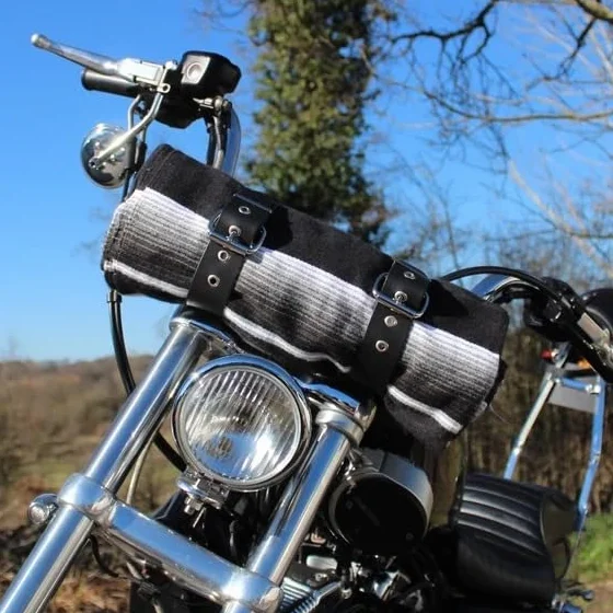 Manta mexicana para moto – Estilo Vintage Hot Rod, multicolor de algodón con correas de fijación Skull – Ideal para Chopper, Bobber Custom Bikers y Camping – Estilo Renegade