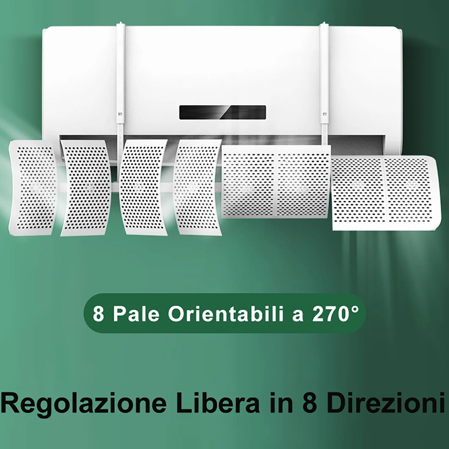 Deflector Aire Acondicionado Universal Ajustable 8 Aspas 270° Montaje Rápido Materiales Ecológicos