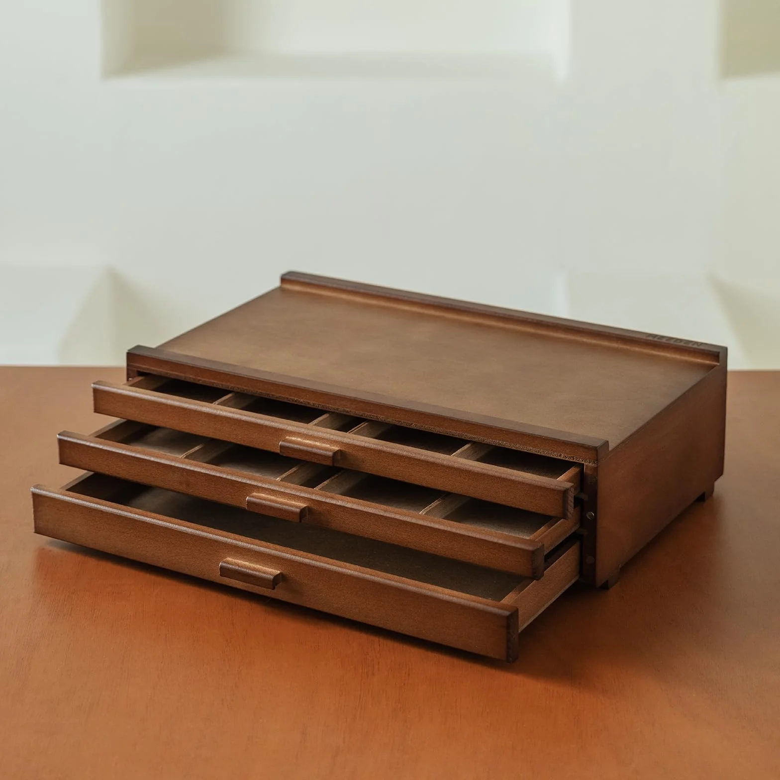 MEEDEN Pro Caja de almacenamiento para artistas, 3 cajones, madera maciza de haya, cajones organizadores portátiles para pasteles, lápices, bolígrafos, pinceles