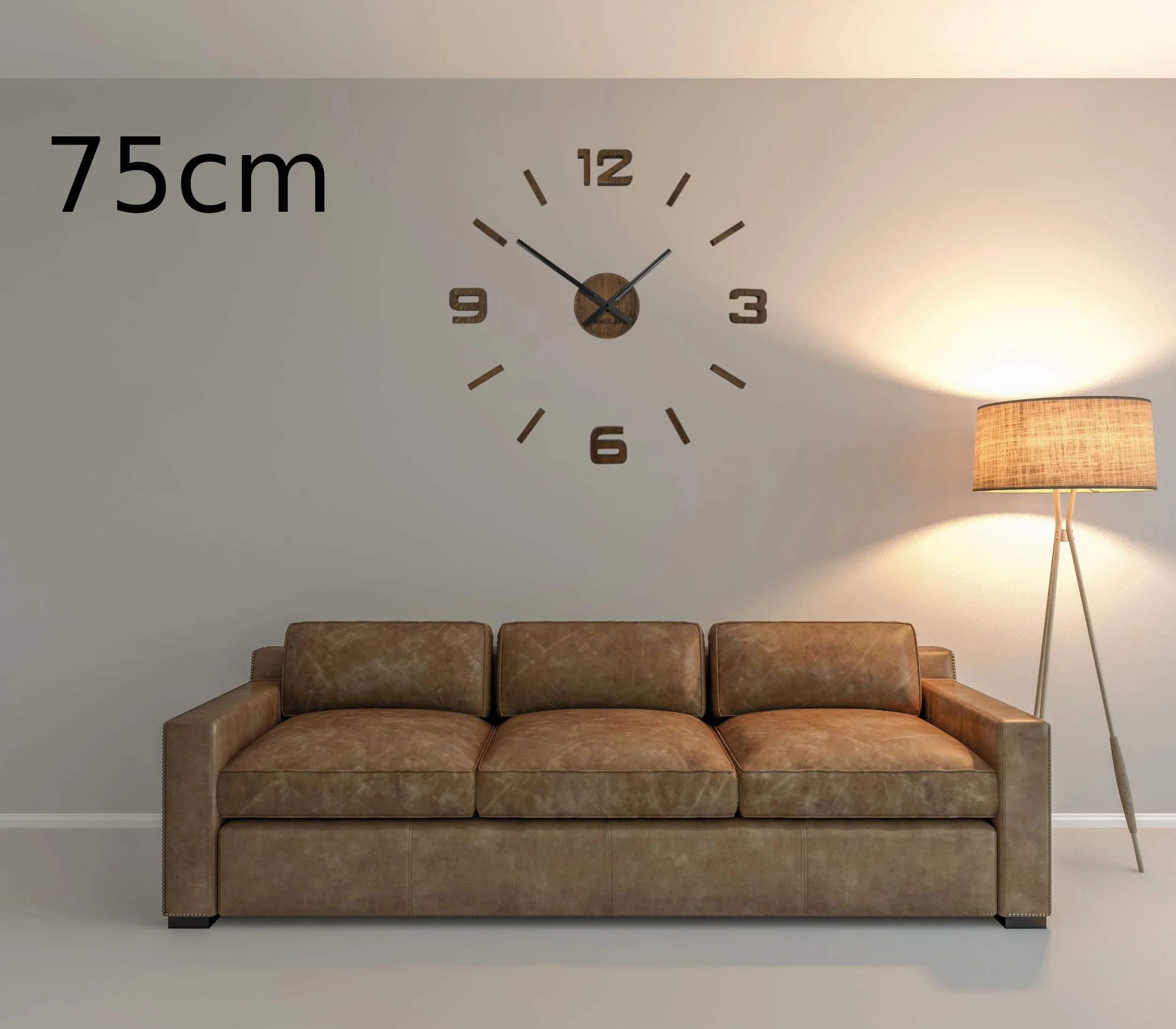 Relojes de pared 3D DIY madera roble grande reloj de pared 50-75 cm 3D reloj de pared diseño moderno EKO relojes de pared decoración relojes para oficina, salón, dormitorio, artículo decorativo, reloj