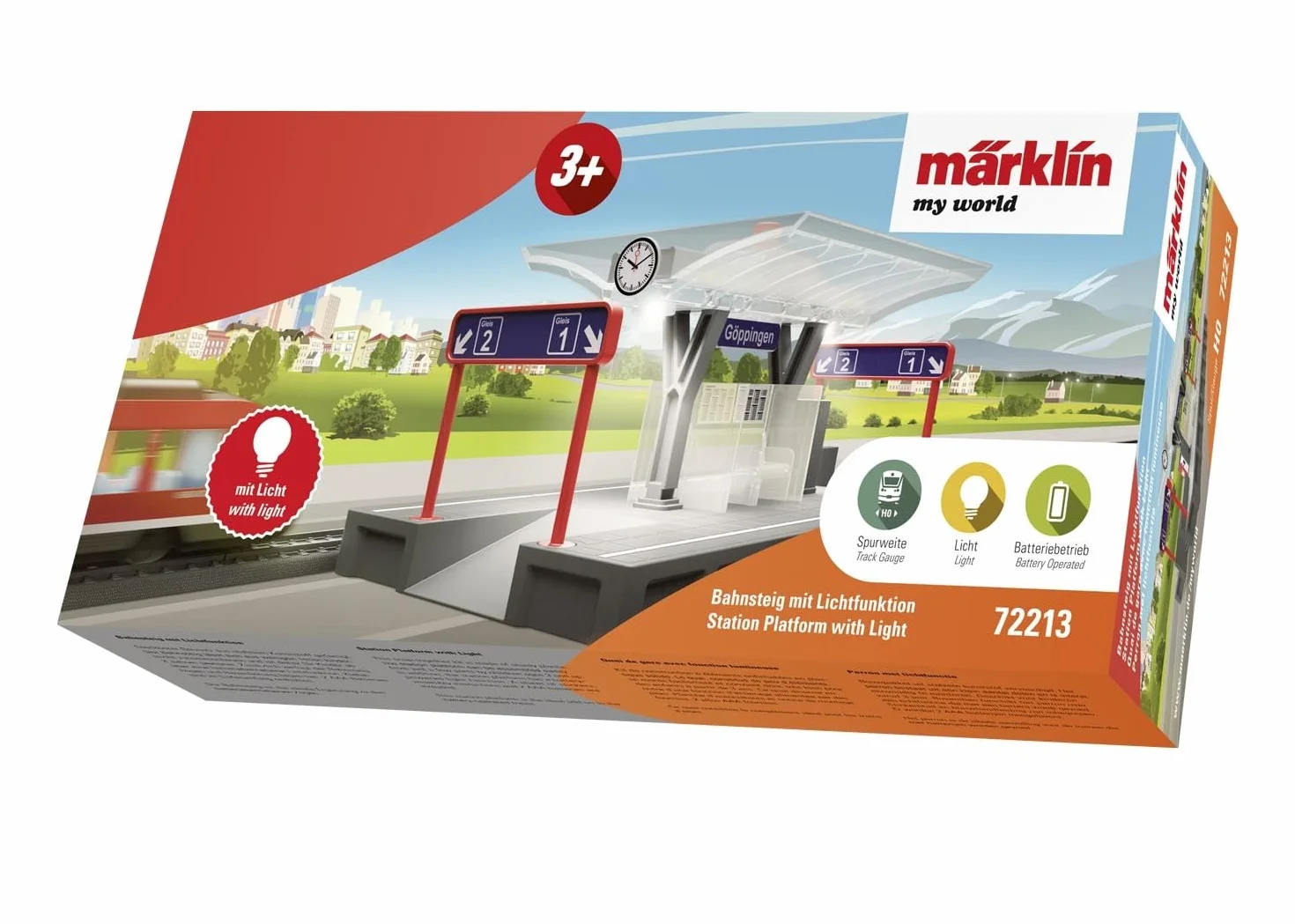 Märklin Plataforma de estación con luz para niños, my World 72213, Juguetes y Juegos para Edades de 3 años en adelante, baterías Incluidas, Unisex-niño