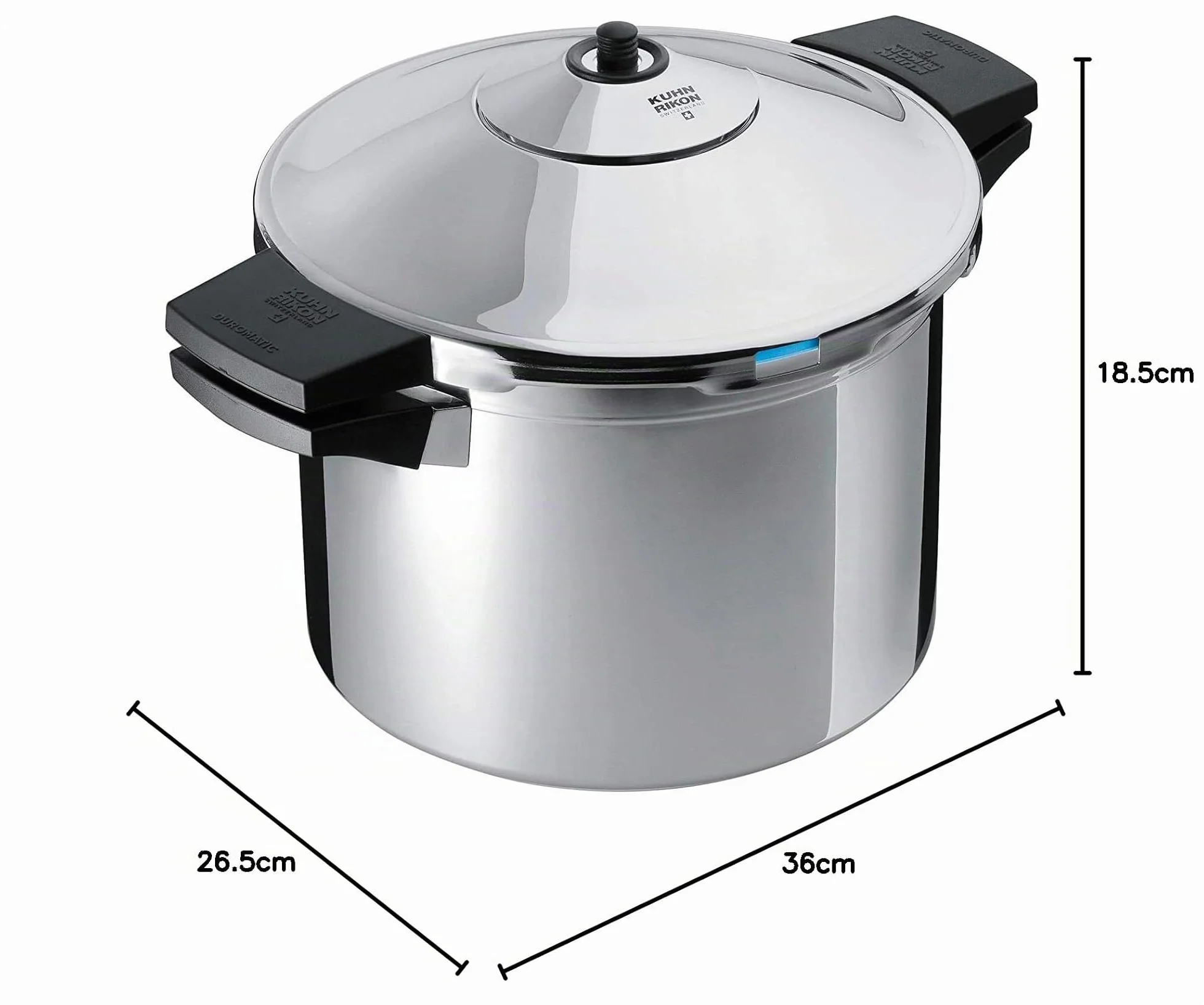 Kuhn Rikon Duromatic Inox, Olla a Presión Super Rápida con Asas, Olla Express Apta para Inducción, Fondo Superthermic para una buena Distribucion del Calor, Acero Inoxidable 18/10, 4 L./ 24 Cm