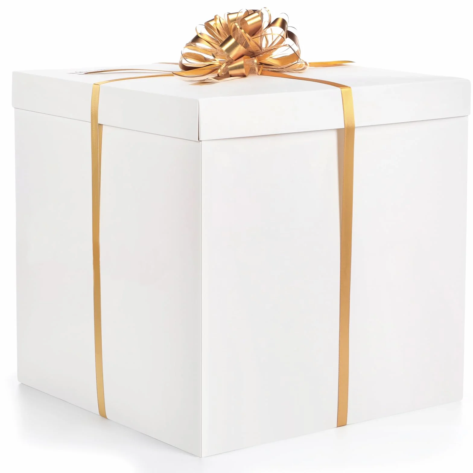 Kolldenn Caja de regalo extragrande con tapa de 28 x 28 x 28 pulgadas, caja de regalo gigante blanca para revelar el género, grandes regalos con lazos y cintas para cumpleaños, celebraciones