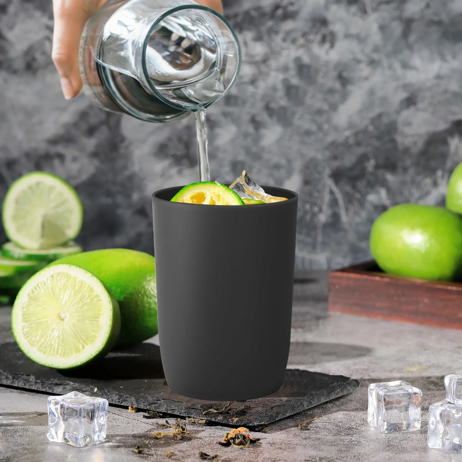 Vasos para cepillos de dientes apilables 4 unidades 280 ml negro