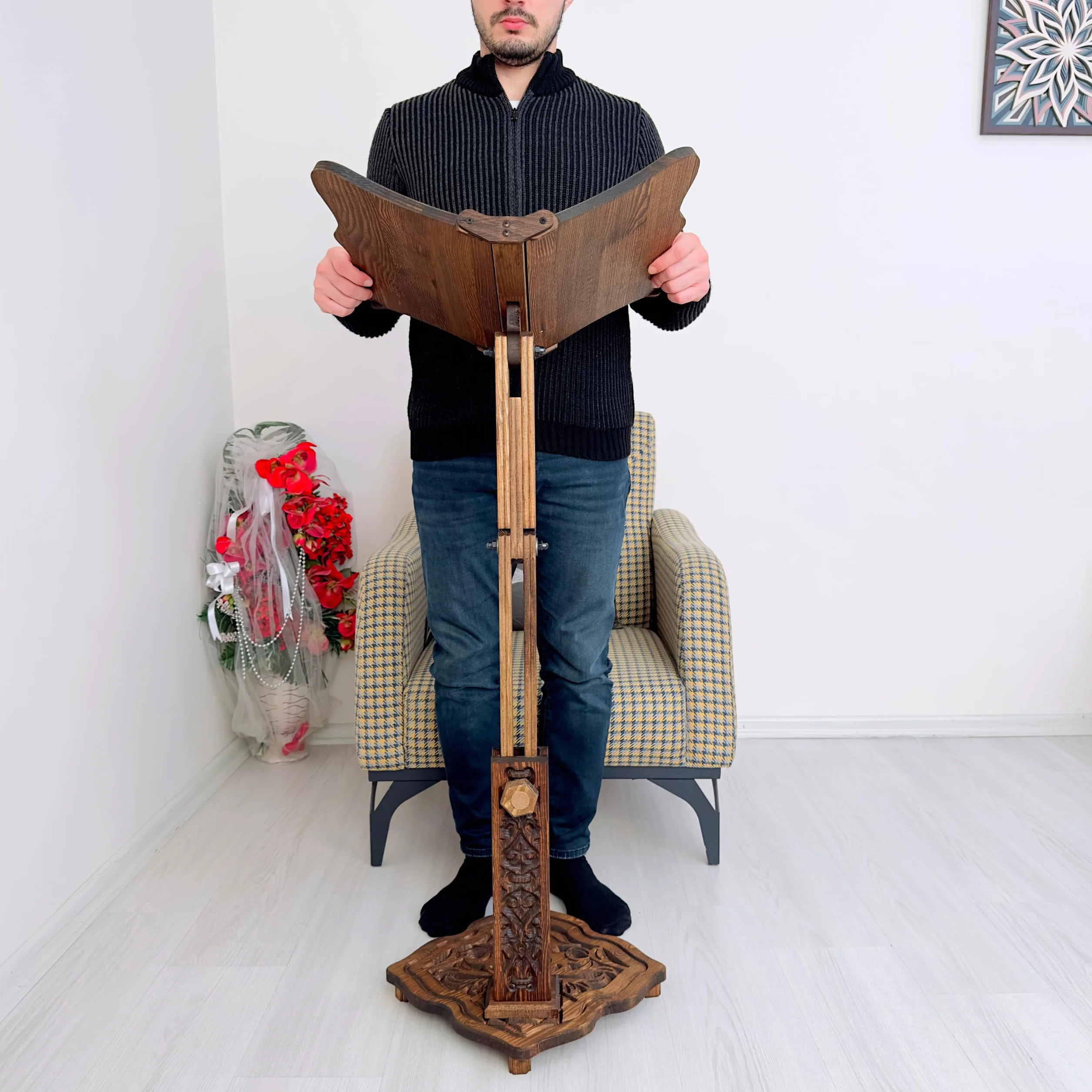 Soporte de madera ajustable de gran tamaño para libros pesados | Corán, Biblia, diccionario, soporte para libros de cocina, soporte multifuncional enorme